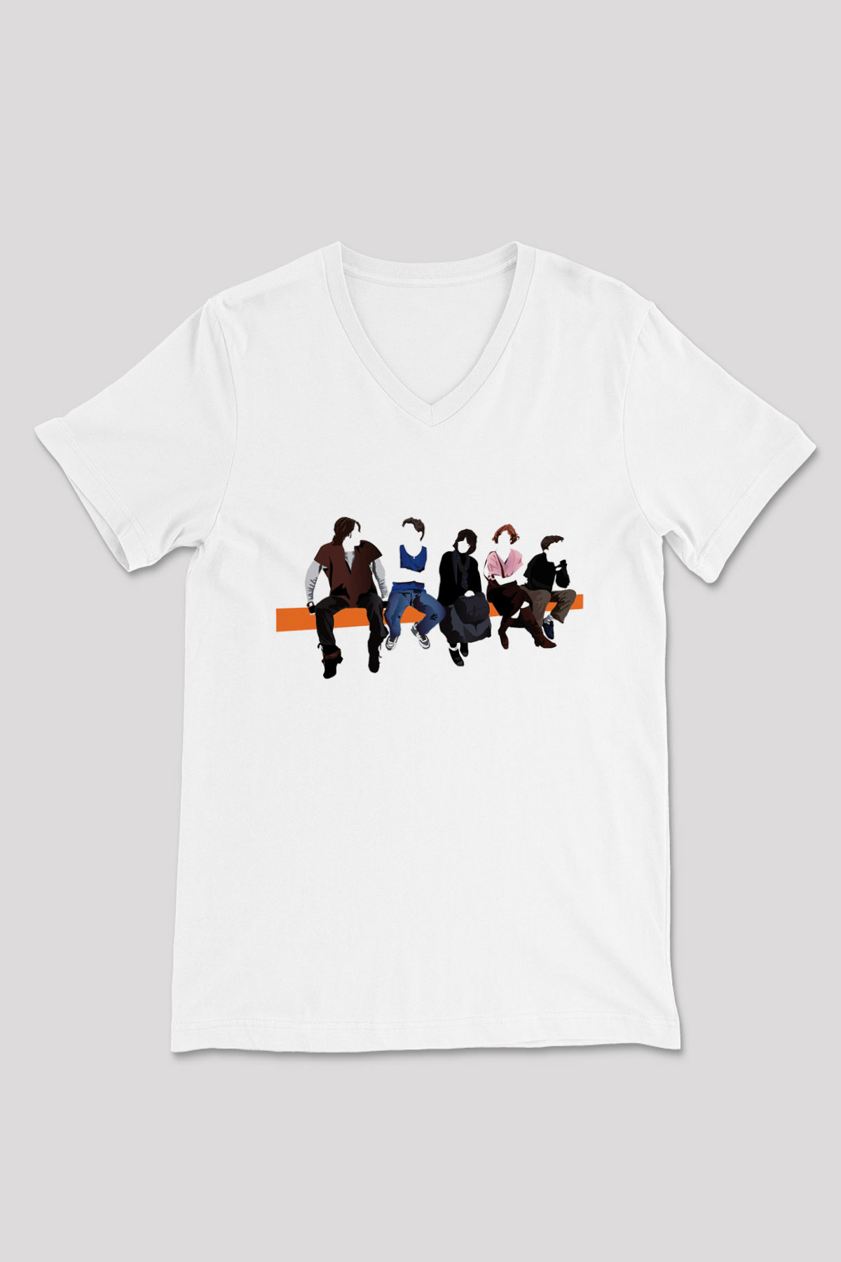 Breakfast Club Beyaz Unisex V Yaka Tişört
