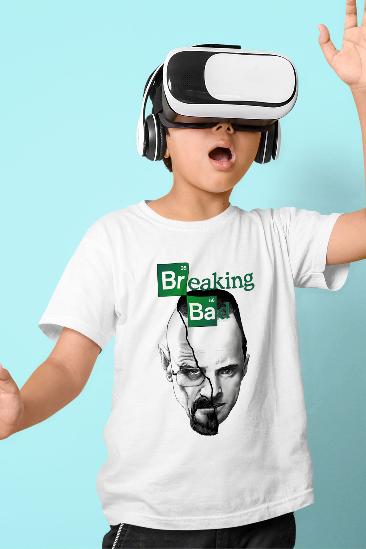 Breaking Bad Heisenberg Baskılı Beyaz Unisex Çocuk Tişört