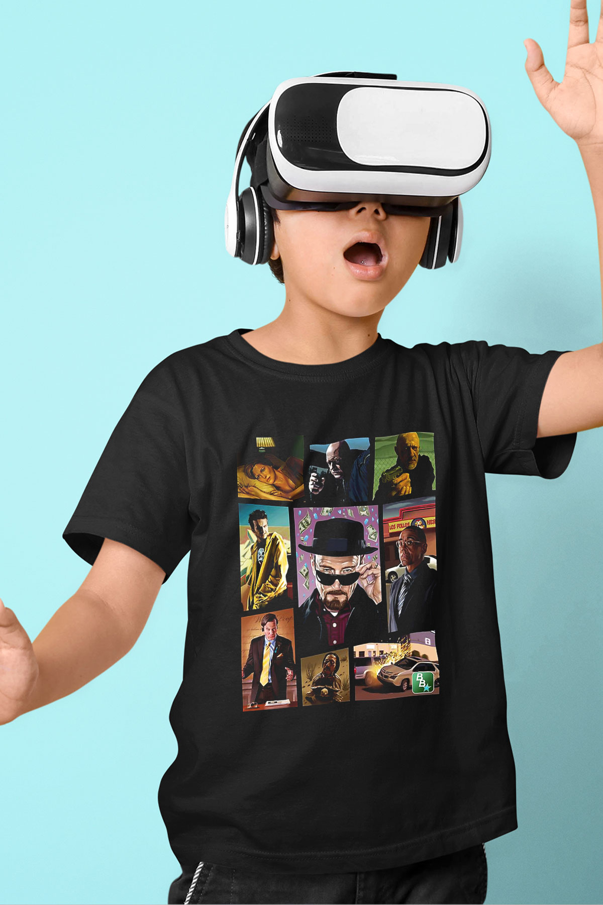 Breaking Bad Heisenberg Baskılı Siyah Unisex Çocuk Tişört