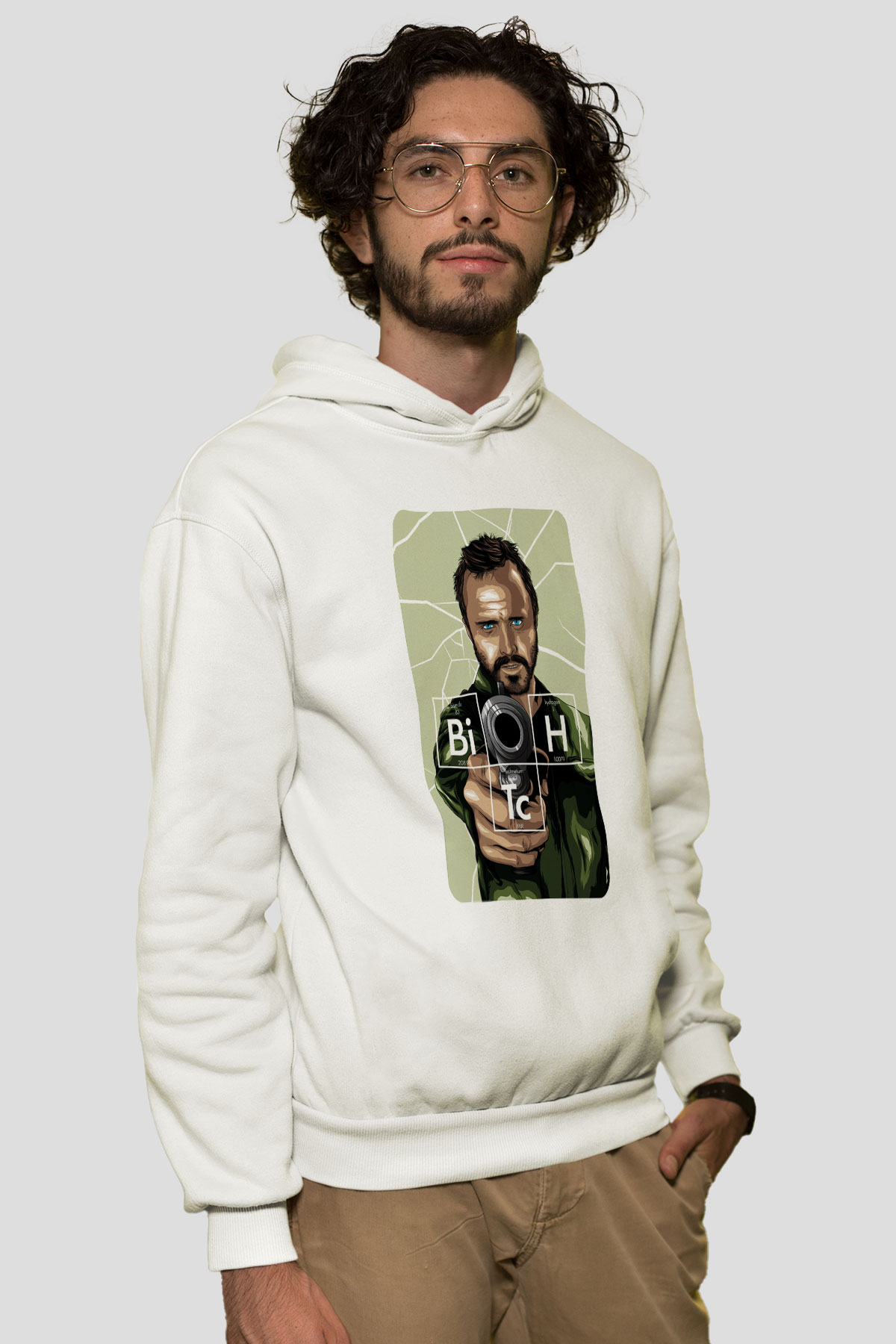 Breaking Bad Heisenberg Beyaz Unisex Kapşonlu Sweatshirt