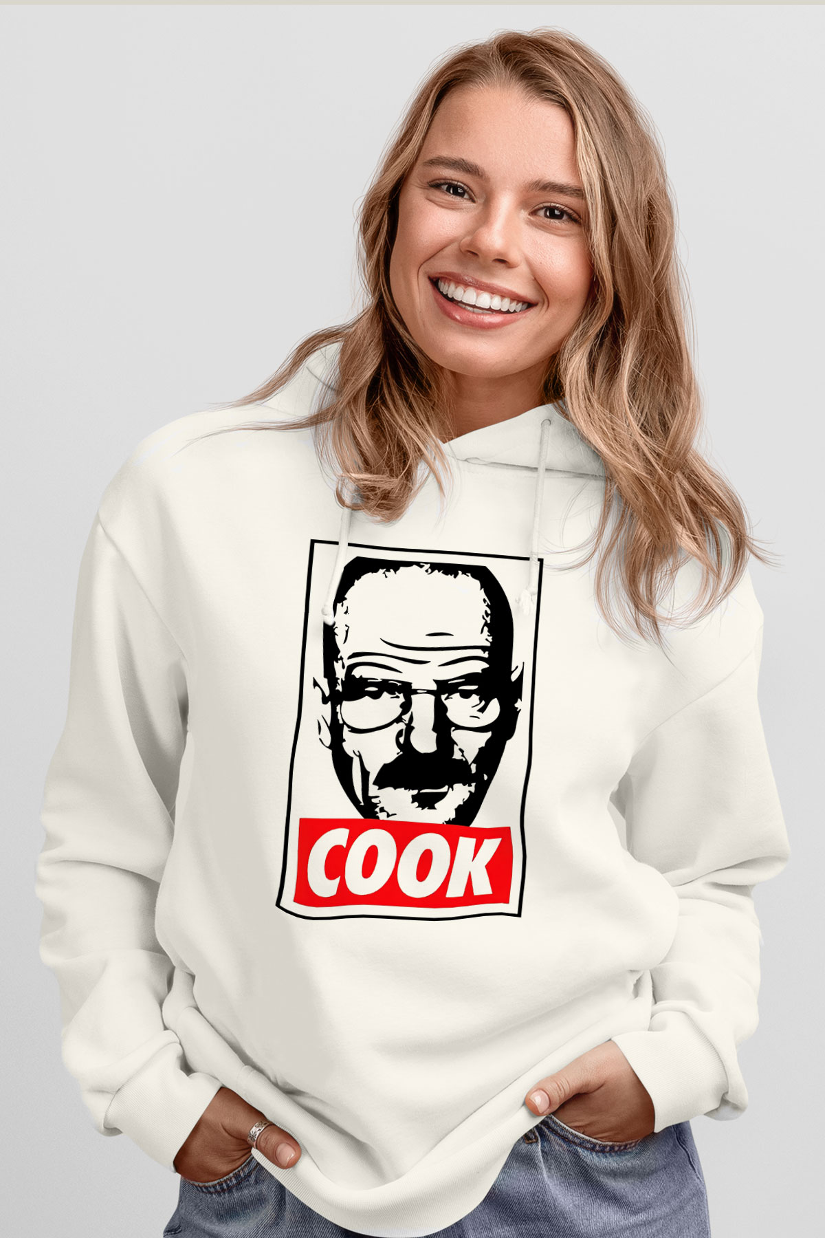 Breaking Bad Heisenberg Beyaz Unisex Kapşonlu Sweatshirt