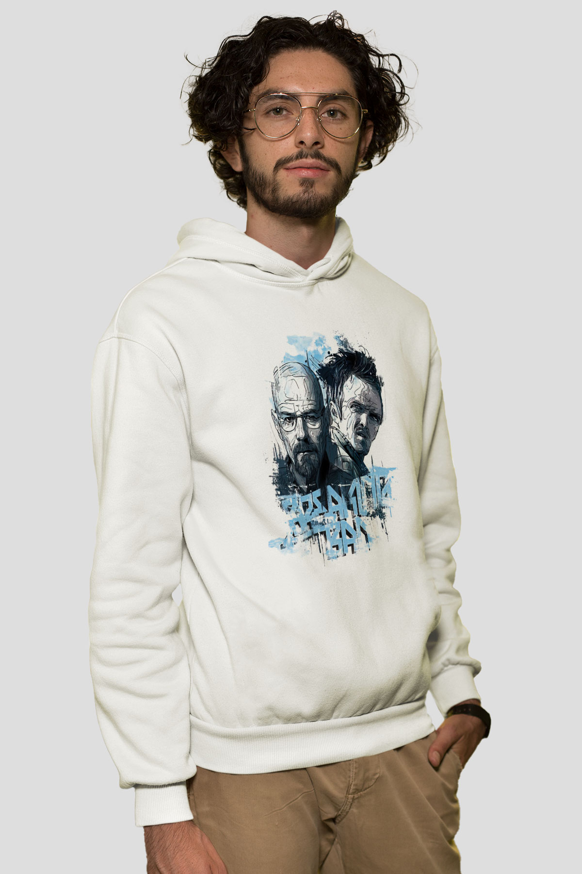 Breaking Bad Heisenberg Beyaz Unisex Kapşonlu Sweatshirt