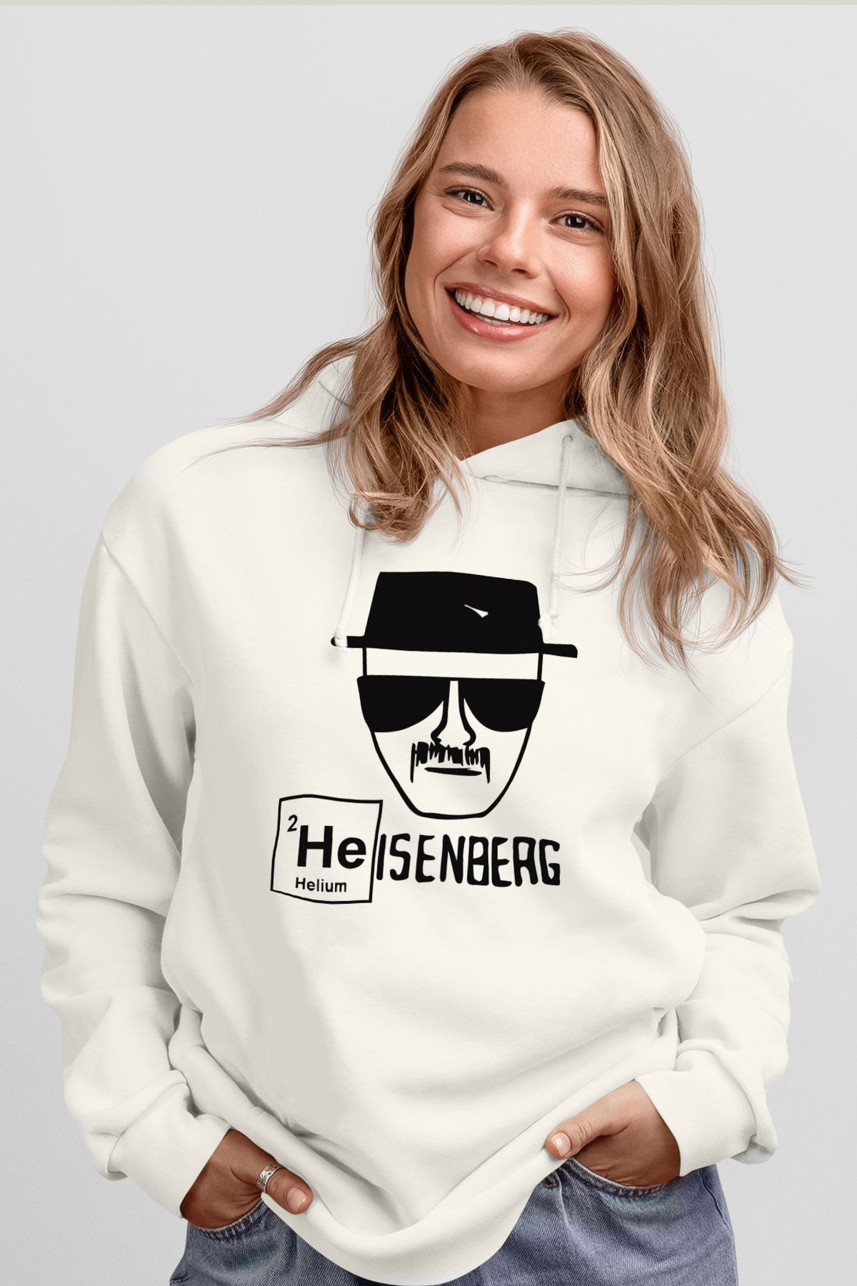 Breaking Bad Heisenberg Beyaz Unisex Kapşonlu Sweatshirt