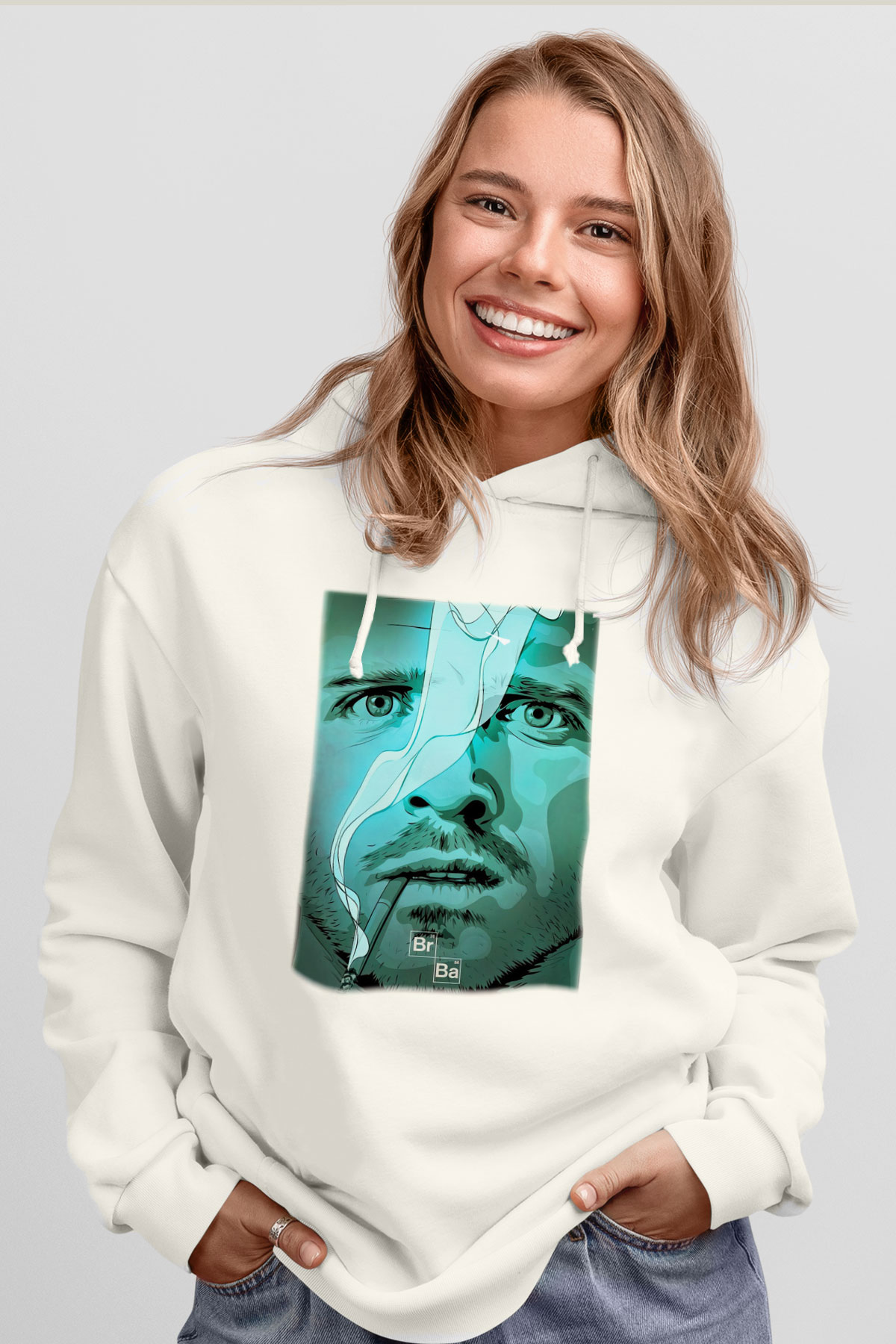 Breaking Bad Heisenberg Beyaz Unisex Kapşonlu Sweatshirt