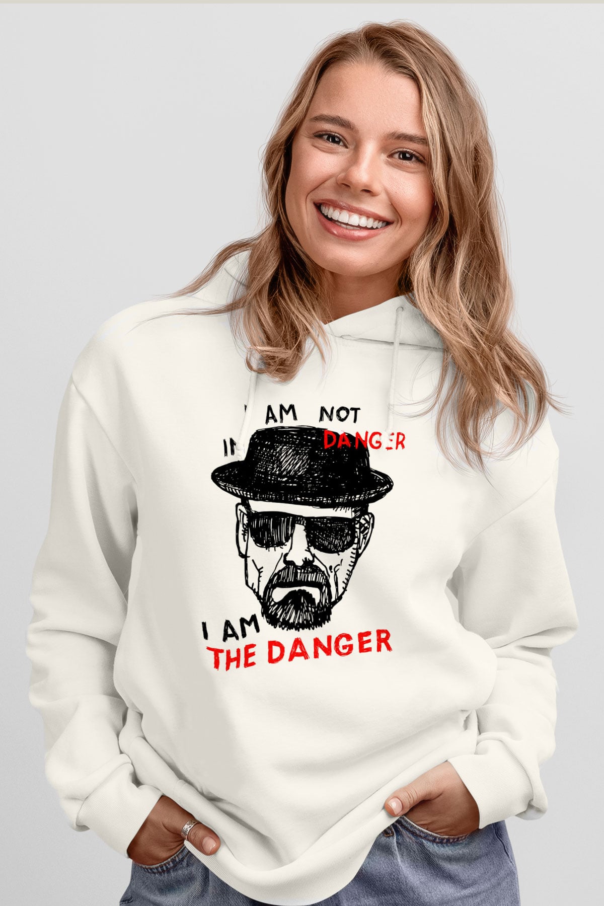 Breaking Bad Heisenberg Beyaz Unisex Kapşonlu Sweatshirt