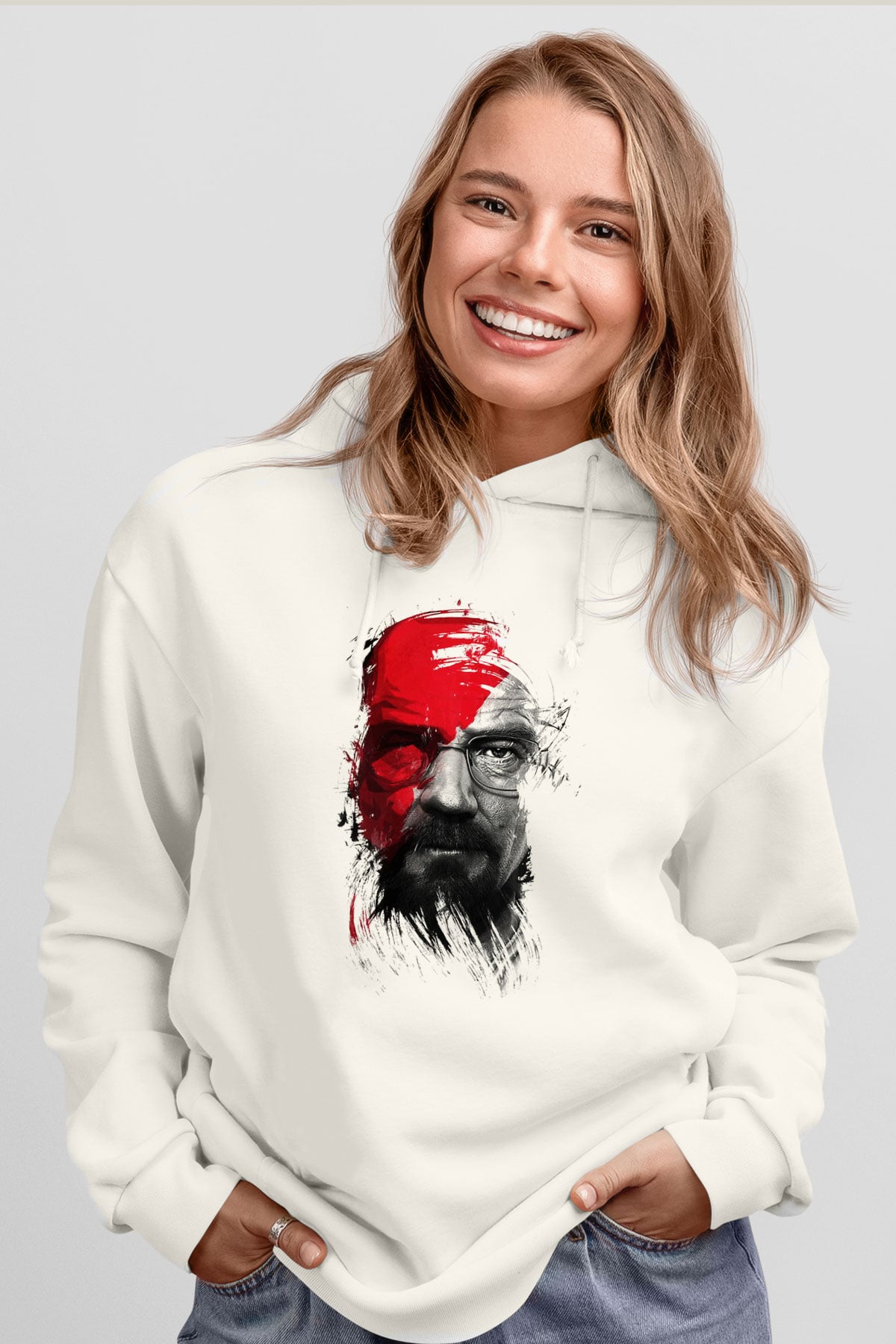 Breaking Bad Heisenberg Beyaz Unisex Kapşonlu Sweatshirt