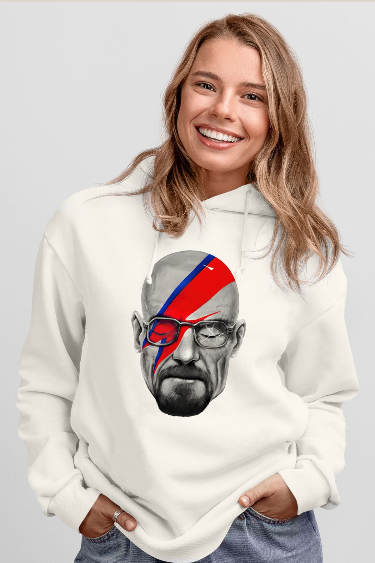 Breaking Bad Heisenberg Beyaz Unisex Kapşonlu Sweatshirt