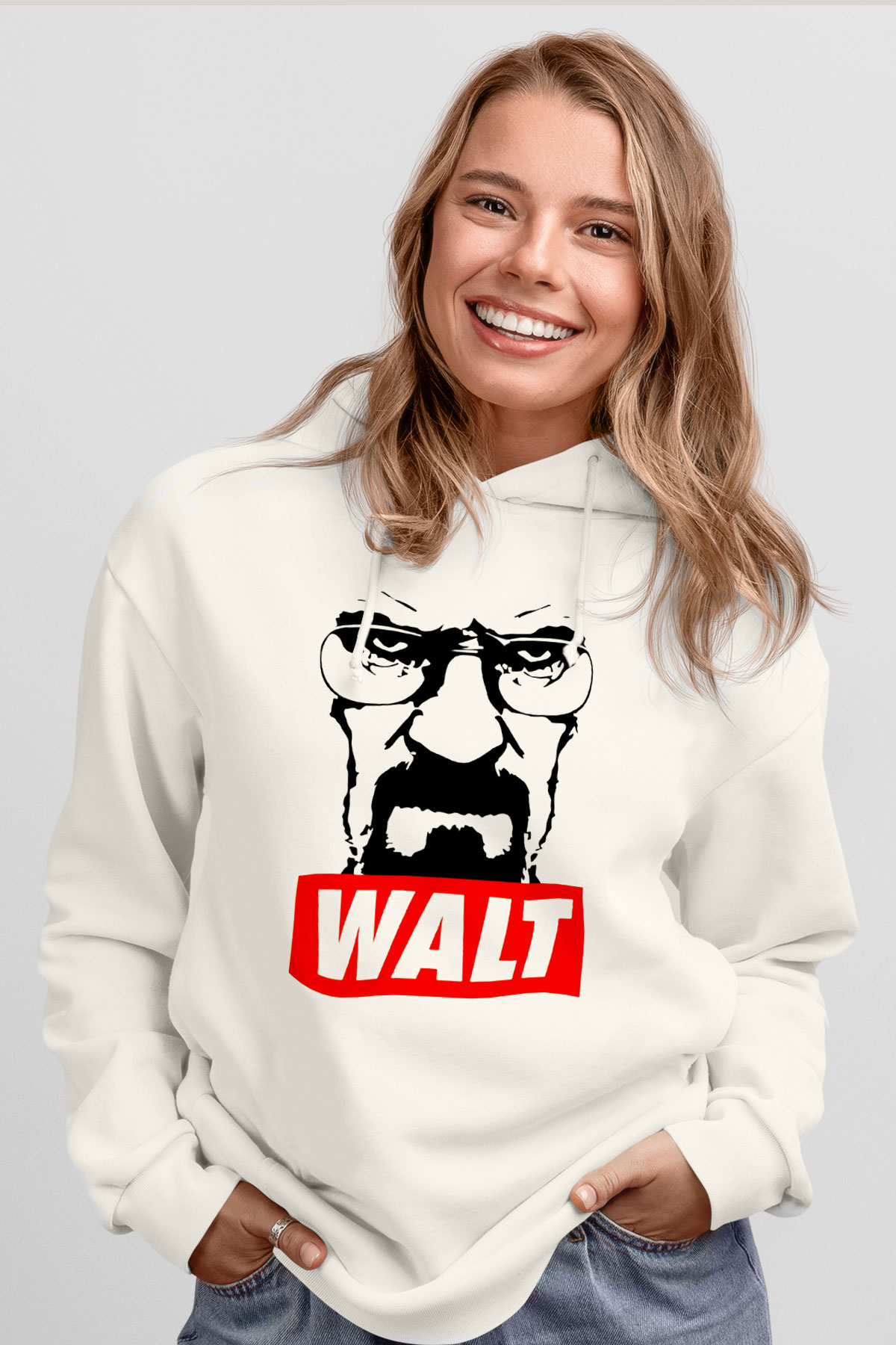 Breaking Bad Heisenberg Beyaz Unisex Kapşonlu Sweatshirt