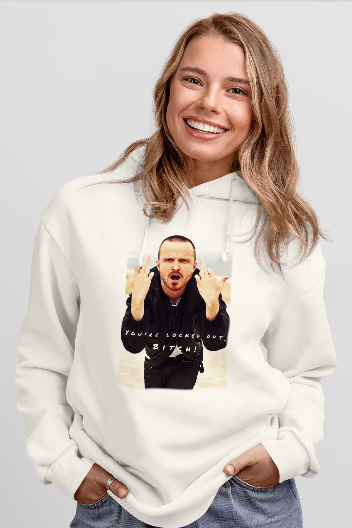 Breaking Bad Heisenberg Beyaz Unisex Kapşonlu Sweatshirt