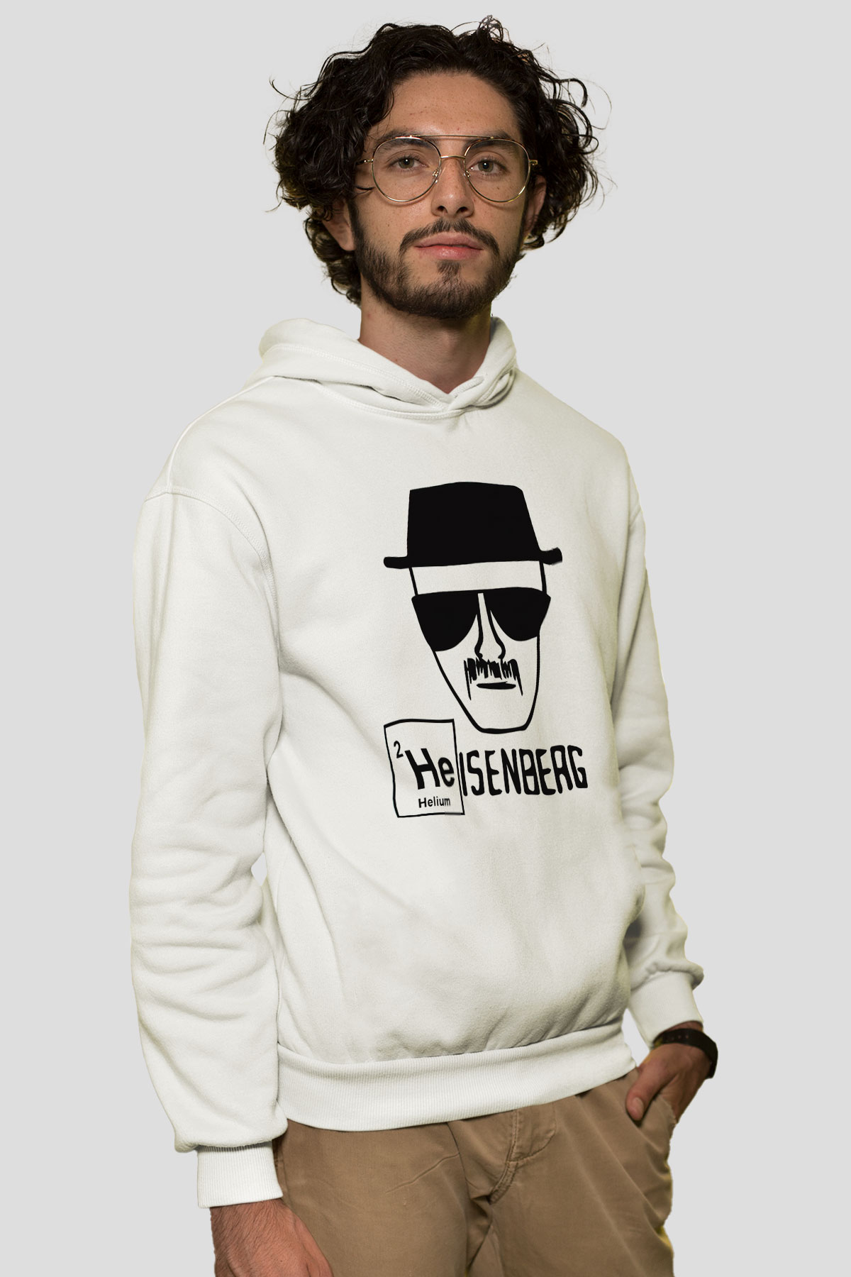 Breaking Bad Heisenberg Beyaz Unisex Kapşonlu Sweatshirt