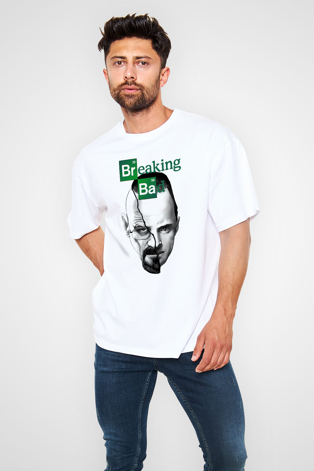 Breaking Bad Heisenberg Beyaz Unisex Oversize Tişört T-Shirt