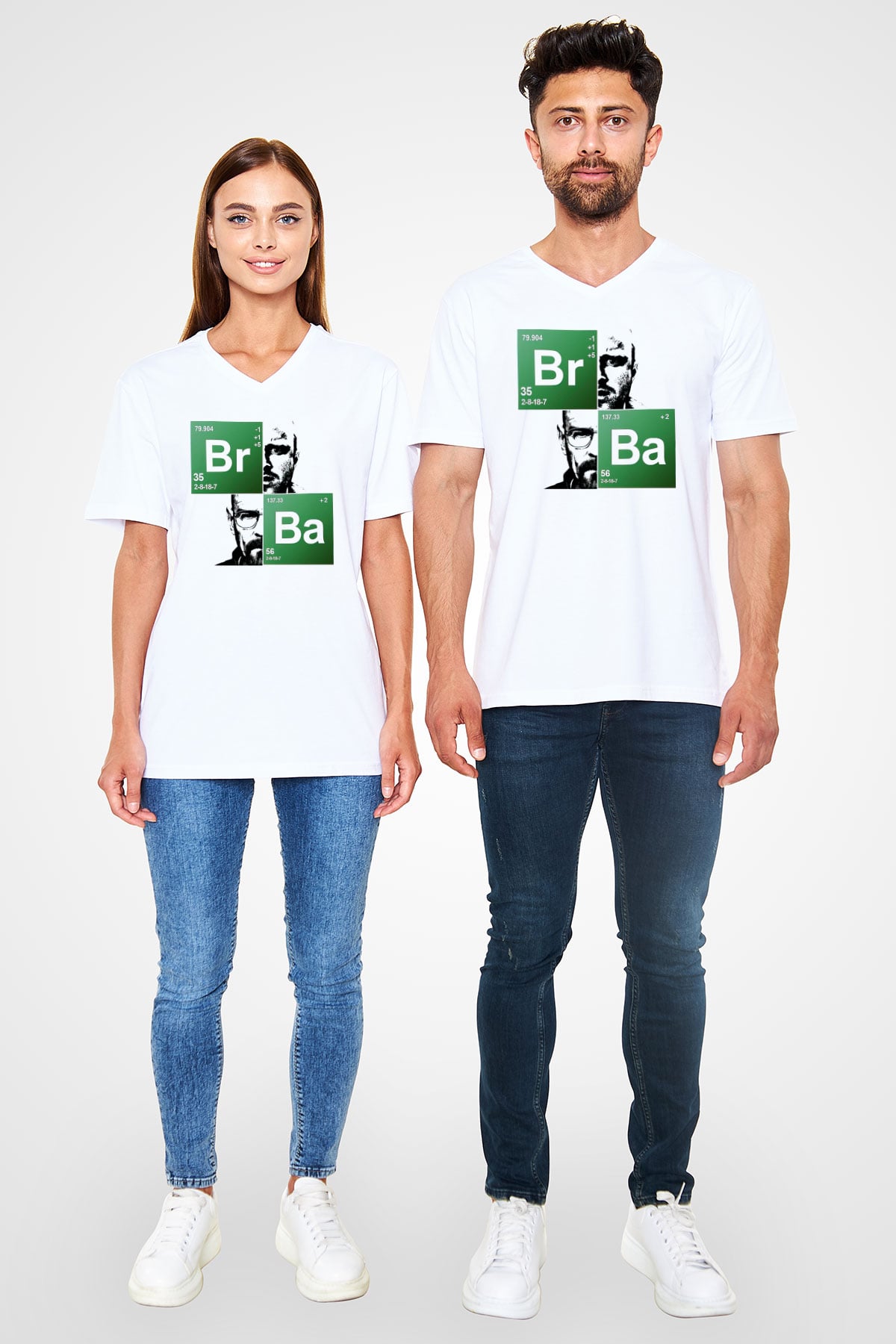 Breaking Bad Heisenberg Beyaz Unisex V Yaka Tişört T-Shirt
