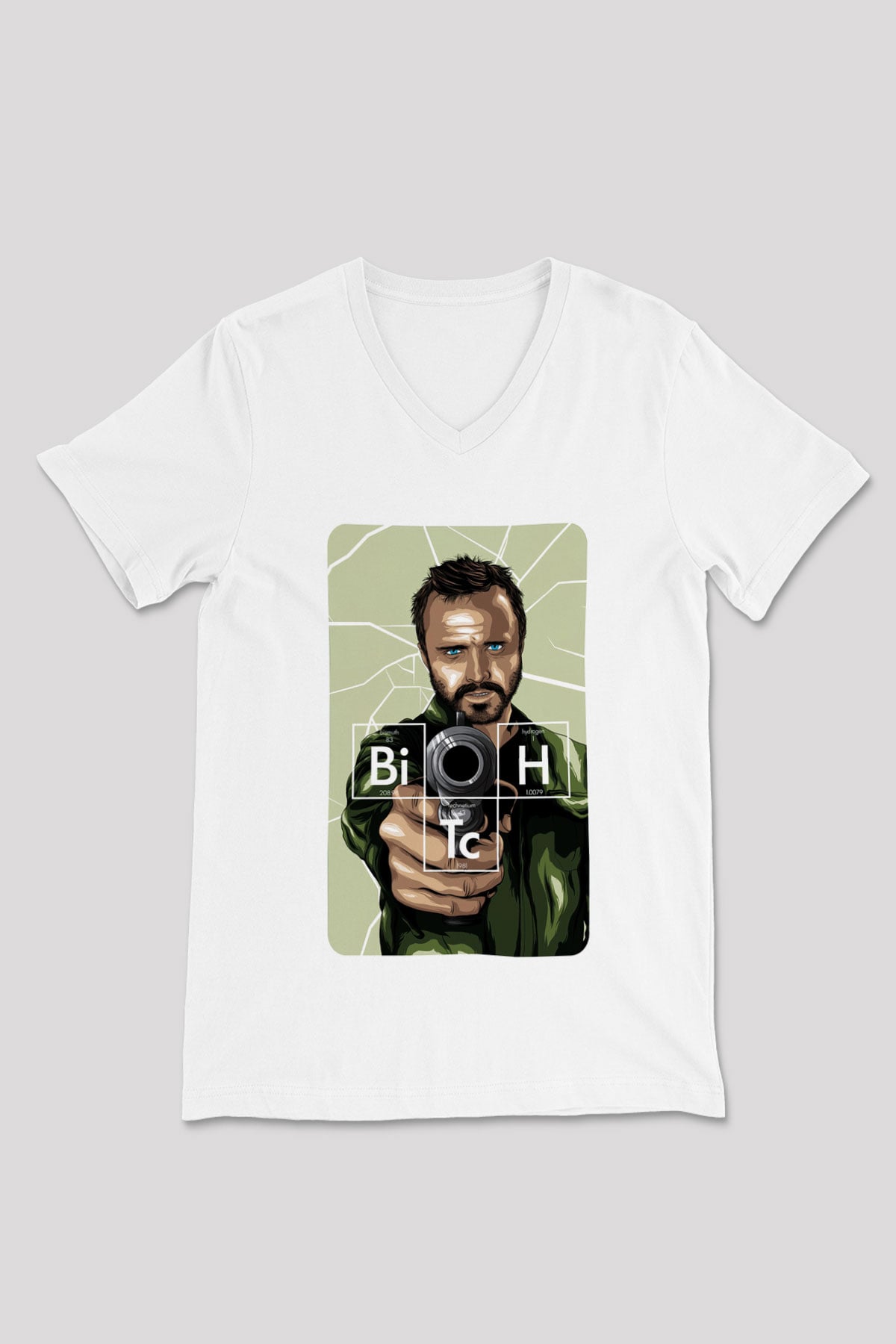 Breaking Bad Heisenberg Beyaz Unisex V Yaka Tişört T-Shirt