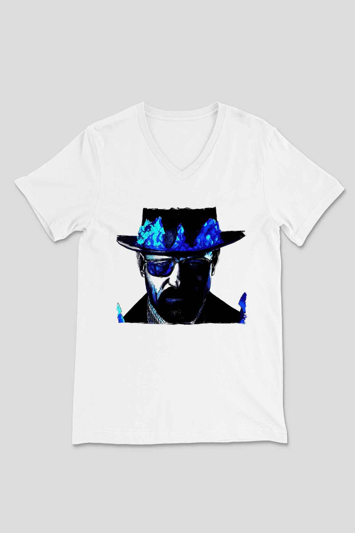 Breaking Bad Heisenberg Beyaz Unisex V Yaka Tişört