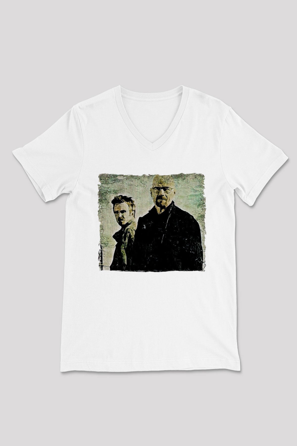 Breaking Bad Heisenberg Beyaz Unisex V Yaka Tişört