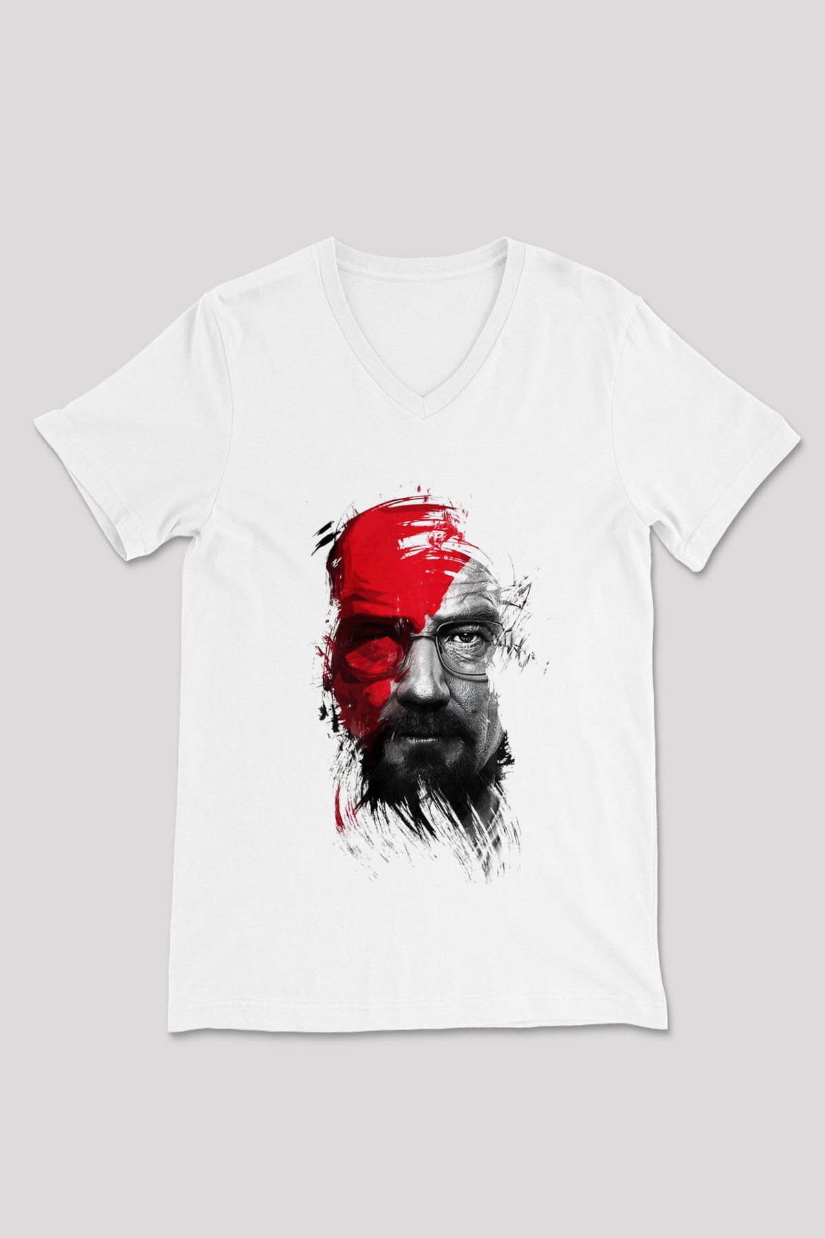 Breaking Bad Heisenberg Beyaz Unisex V Yaka Tişört T-Shirt