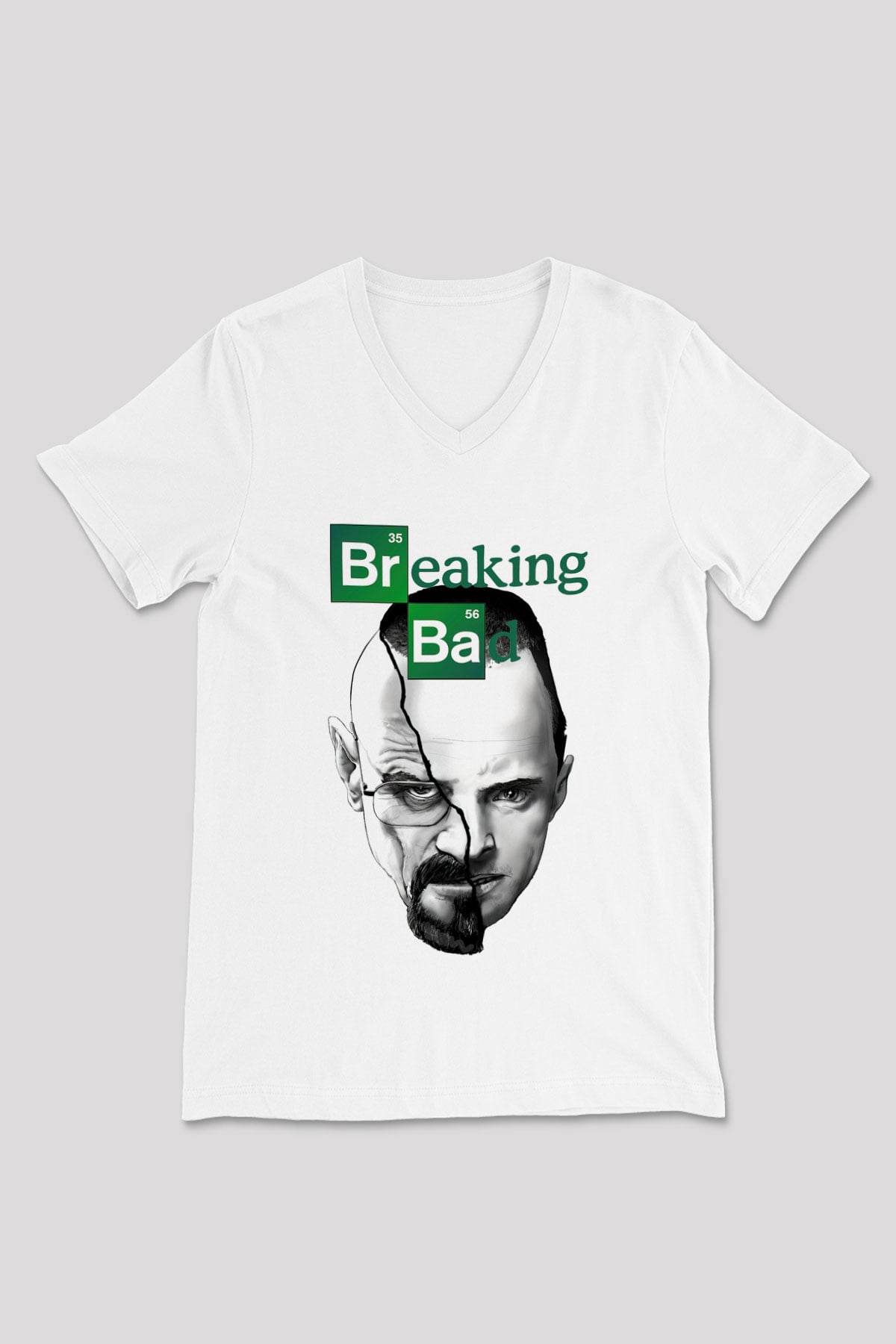 Breaking Bad Heisenberg Beyaz Unisex V Yaka Tişört T-Shirt