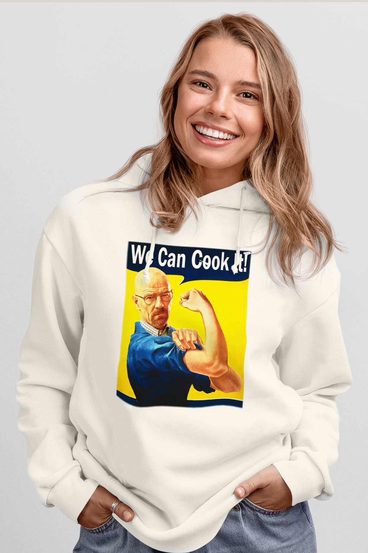 Breaking Bad Heisenberg Cook Beyaz Unisex Kapşonlu Sweatshirt