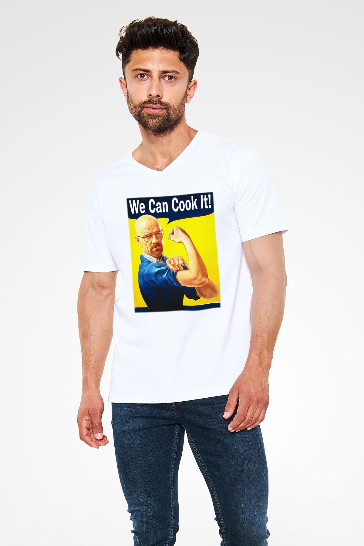 Breaking Bad Heisenberg Cook Beyaz Unisex V Yaka Tişört T-Shirt
