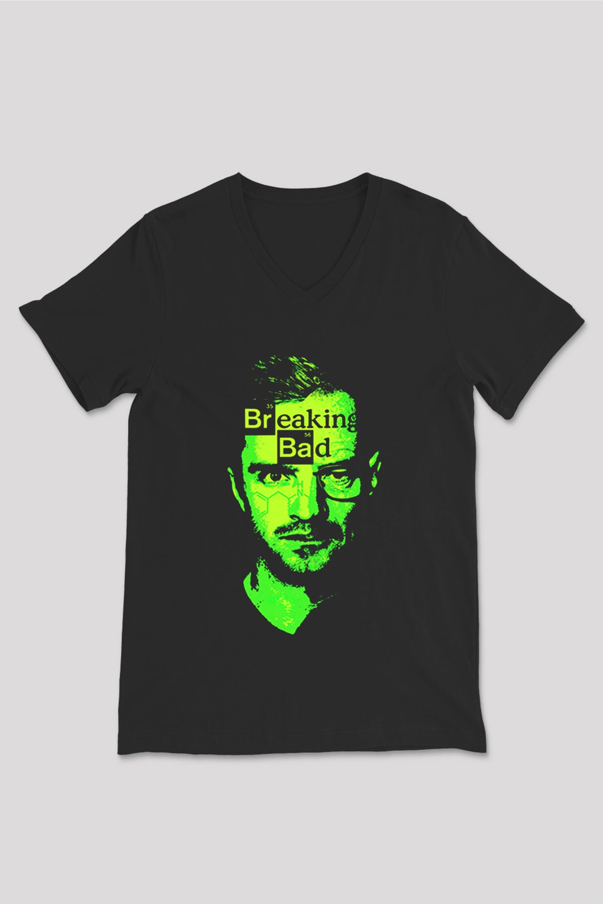 Breaking Bad Heisenberg Siyah Unisex V Yaka Tişört T-Shirt