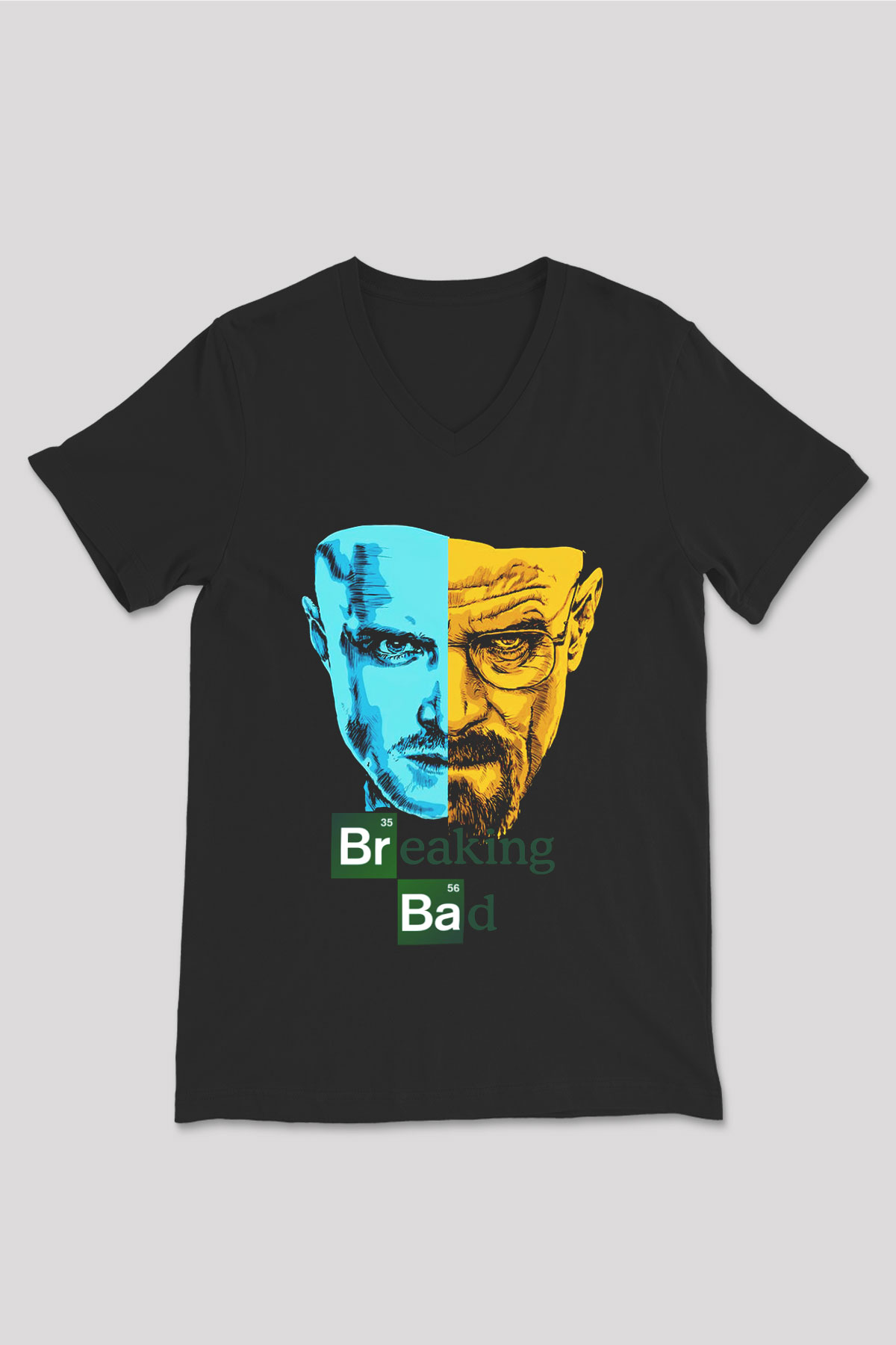 Breaking Bad Heisenberg Siyah Unisex V Yaka Tişört T-Shirt