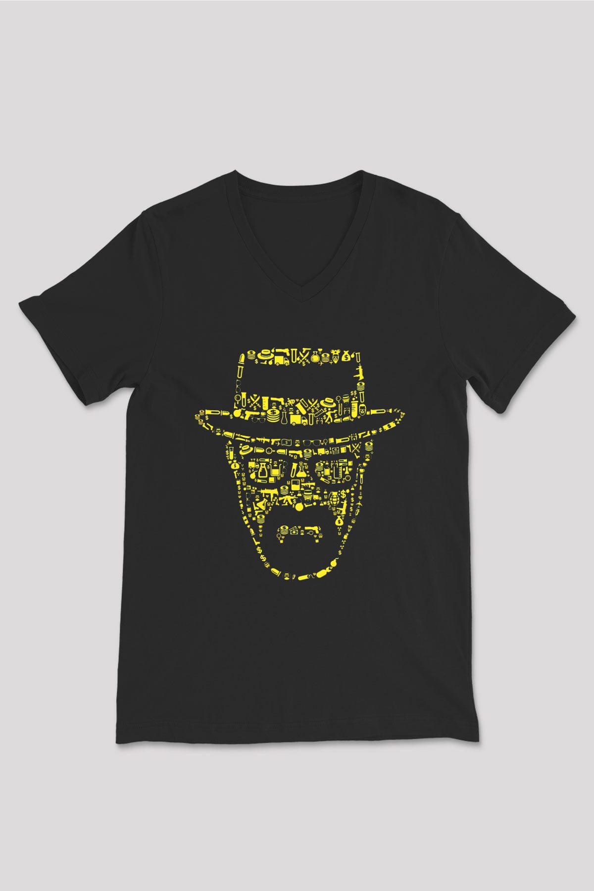 Breaking Bad Heisenberg Siyah Unisex V Yaka Tişört