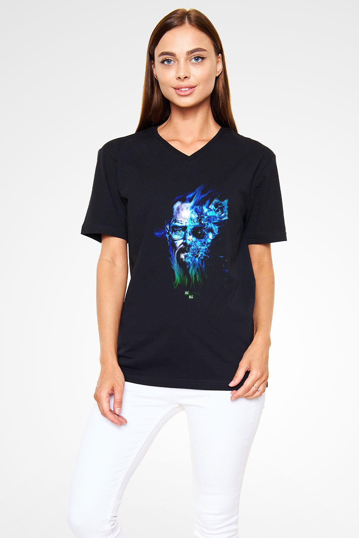 Breaking Bad Heisenberg Siyah Unisex V Yaka Tişört T-Shirt