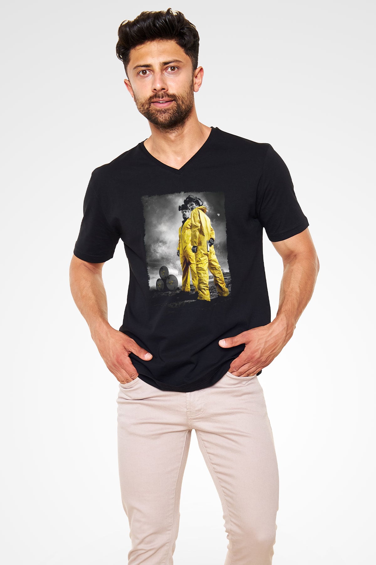 Breaking Bad Heisenberg Siyah Unisex V Yaka Tişört