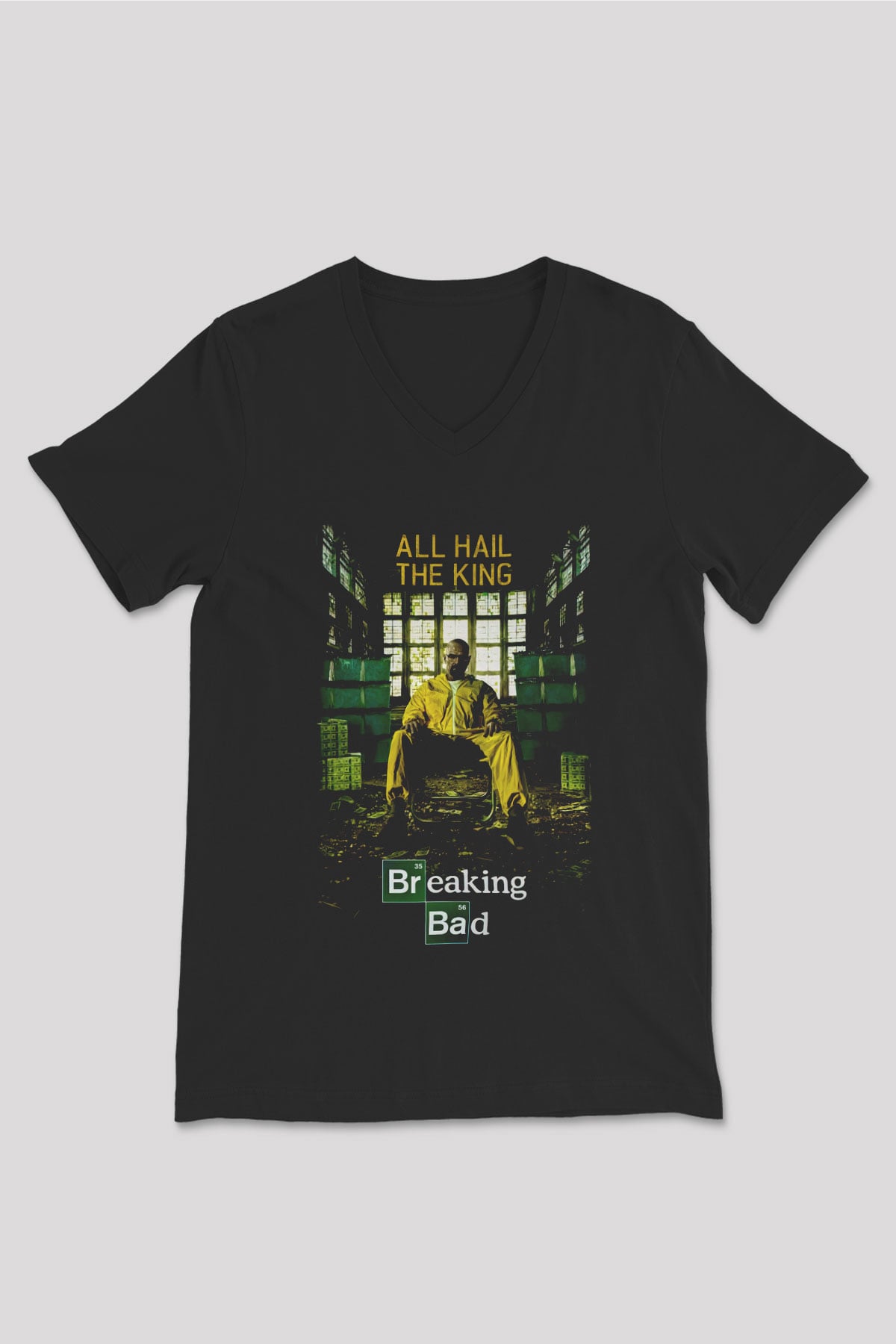Breaking Bad Heisenberg Siyah Unisex V Yaka Tişört