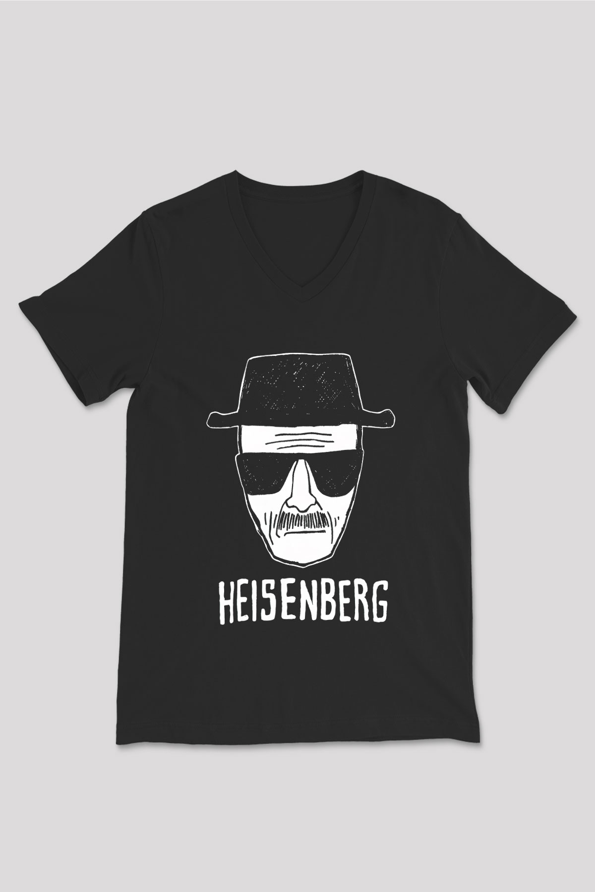 Breaking Bad Heisenberg Siyah Unisex V Yaka Tişört T-Shirt