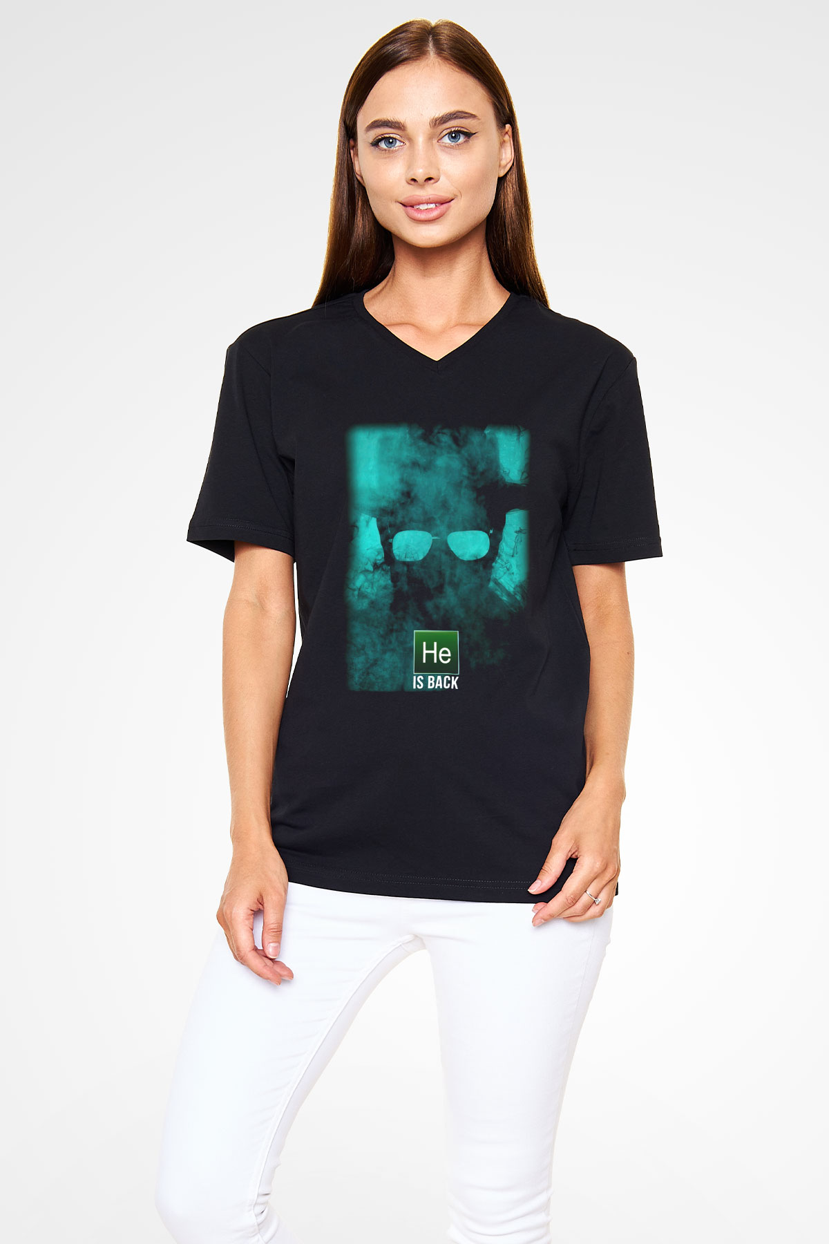Breaking Bad Heisenberg Siyah Unisex V Yaka Tişört T-Shirt