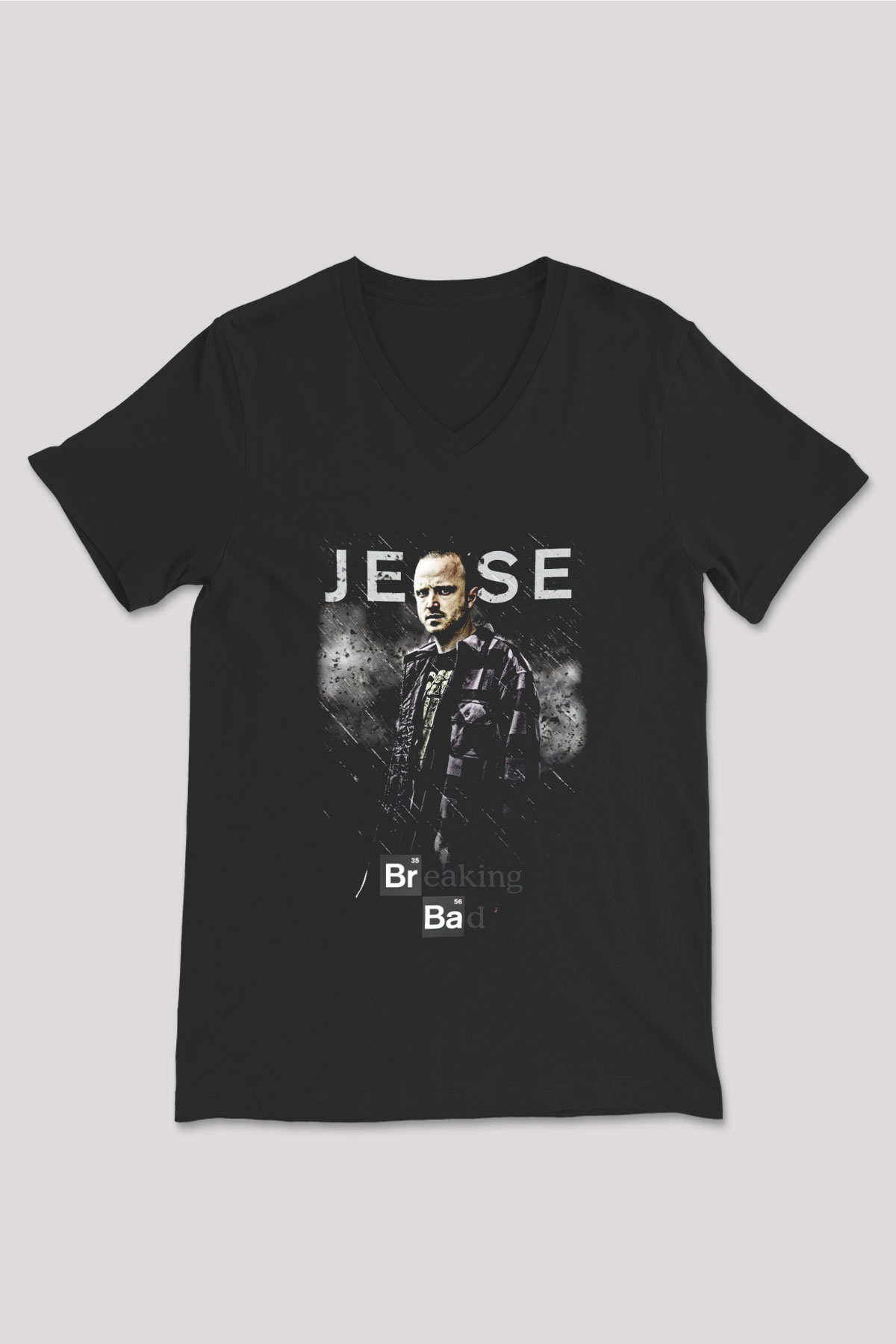 Breaking Bad Heisenberg Siyah Unisex V Yaka Tişört T-Shirt
