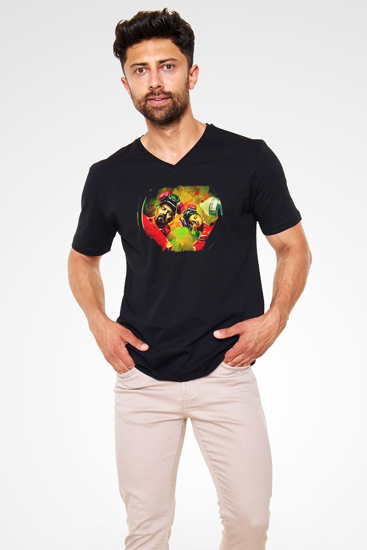 Breaking Bad Heisenberg Siyah Unisex V Yaka Tişört