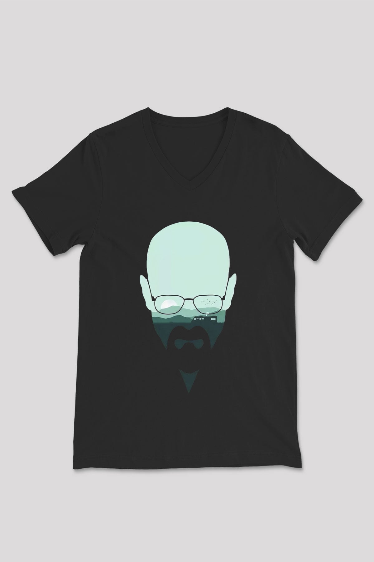 Breaking Bad Heisenberg Siyah Unisex V Yaka Tişört T-Shirt