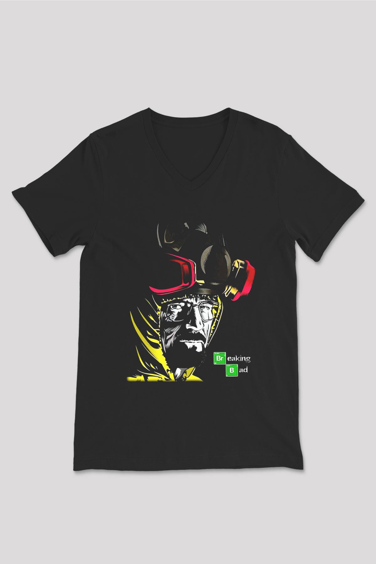 Breaking Bad Heisenberg Siyah Unisex V Yaka Tişört T-Shirt