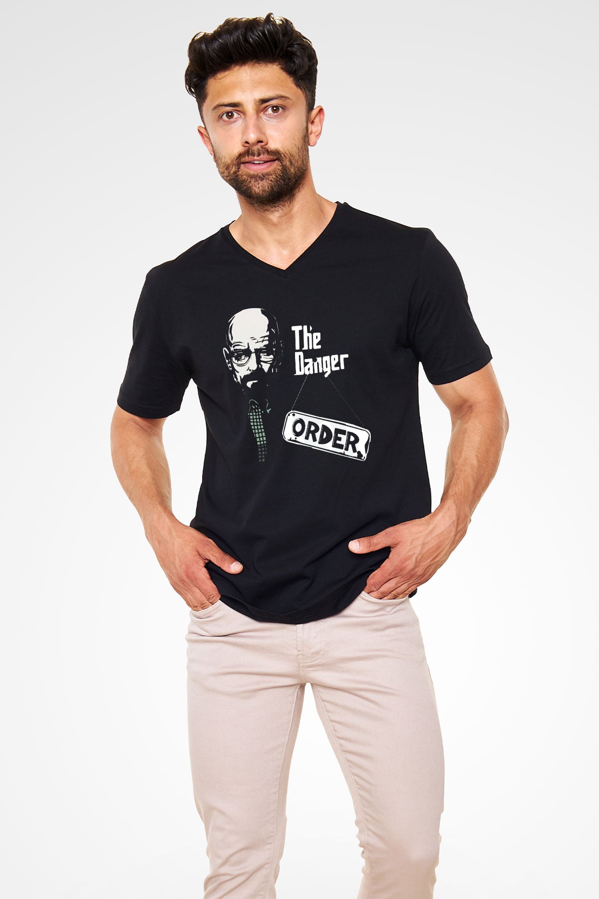 Breaking Bad Heisenberg Siyah Unisex V Yaka Tişört T-Shirt