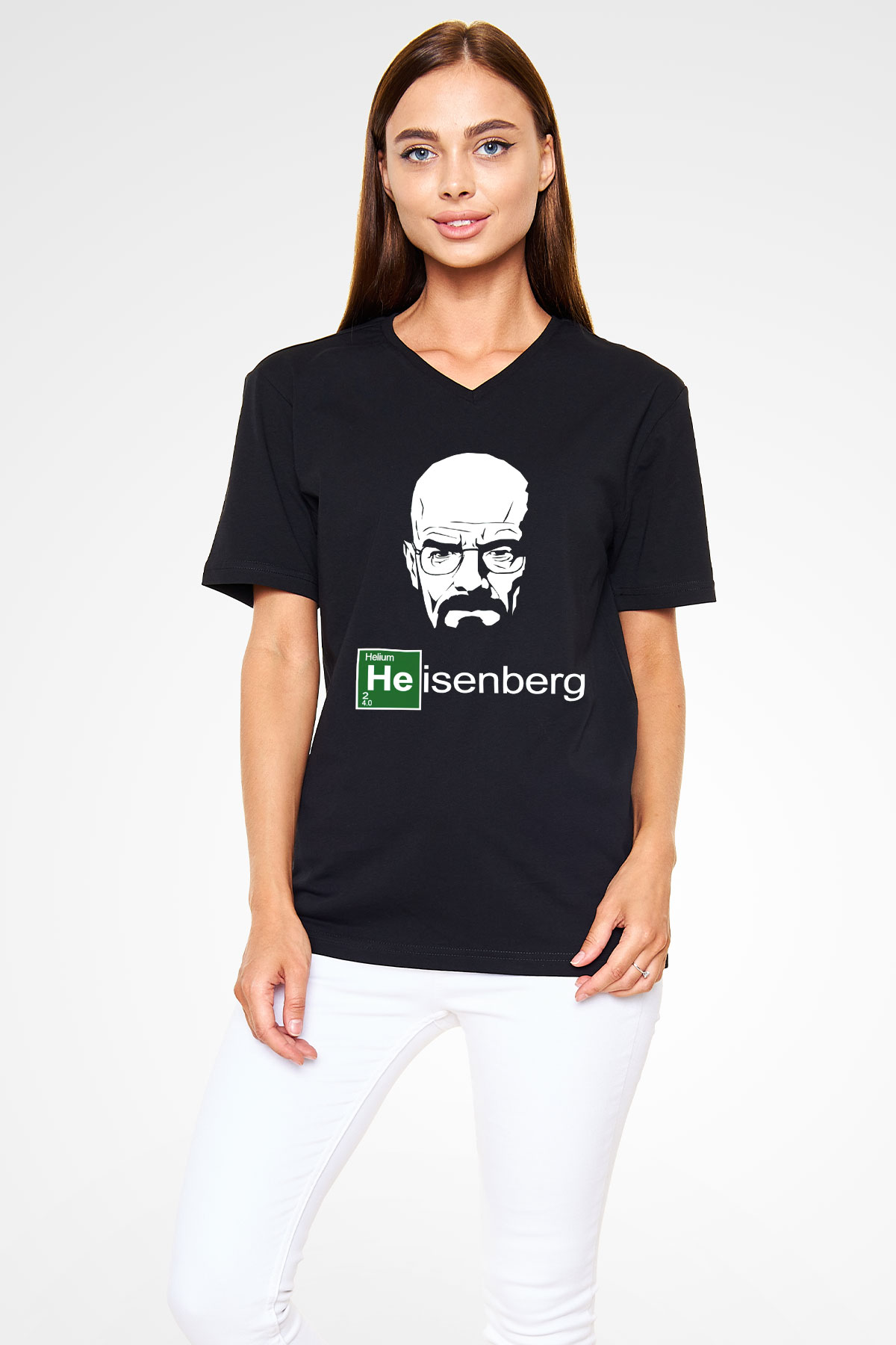 Breaking Bad Heisenberg Siyah Unisex V Yaka Tişört T-Shirt