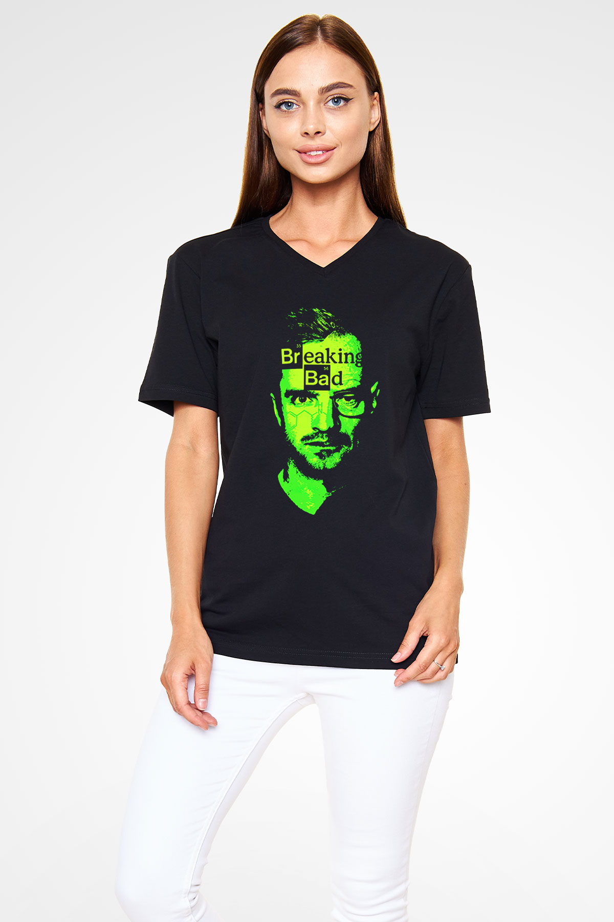Breaking Bad Heisenberg Siyah Unisex V Yaka Tişört T-Shirt