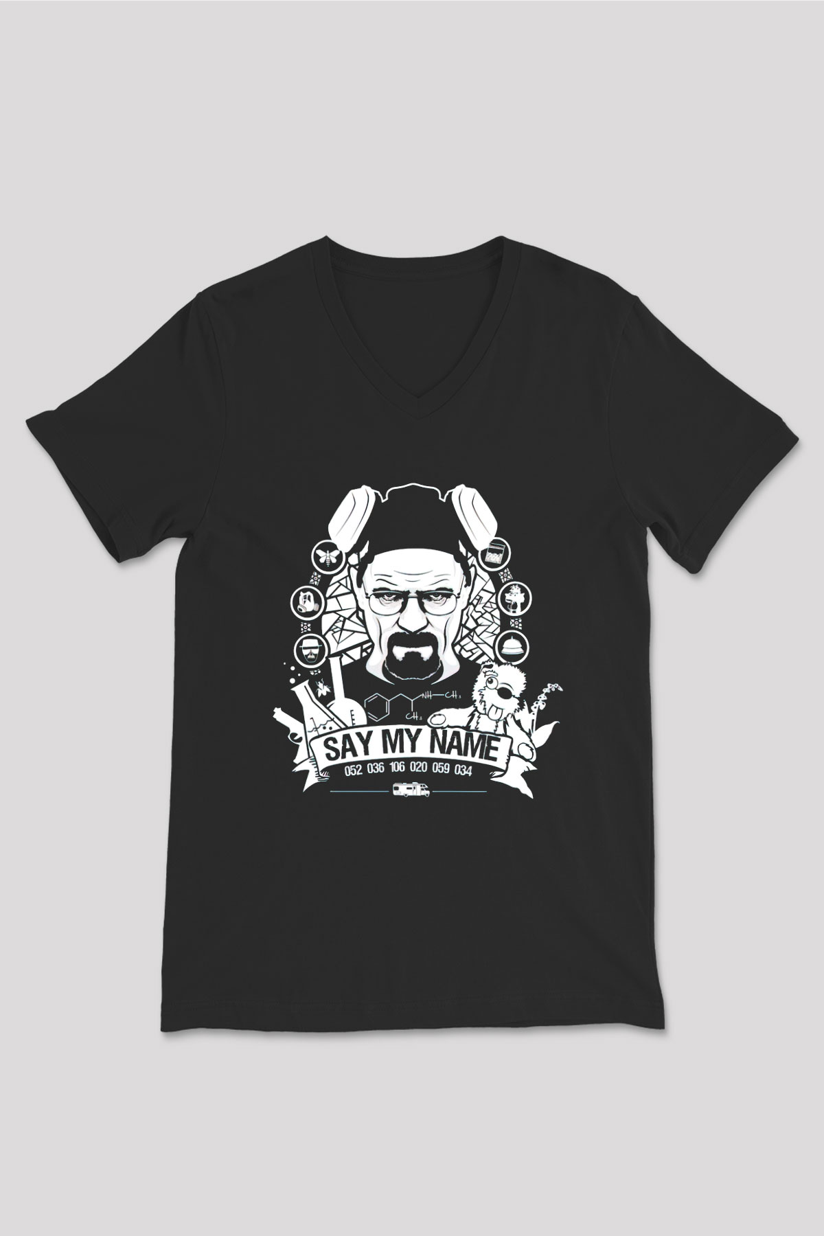 Breaking Bad Heisenberg Siyah Unisex V Yaka Tişört