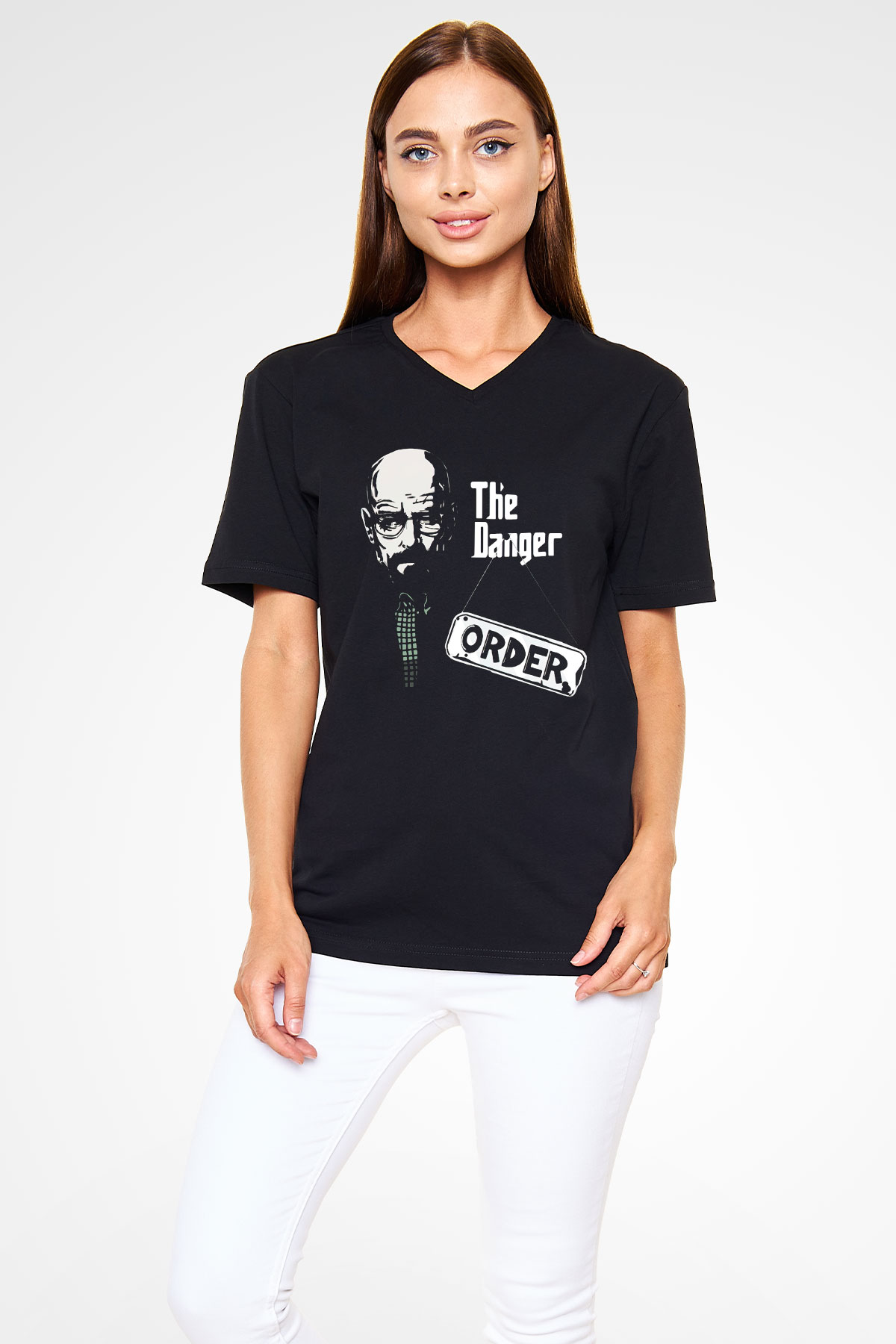 Breaking Bad Heisenberg Siyah Unisex V Yaka Tişört T-Shirt