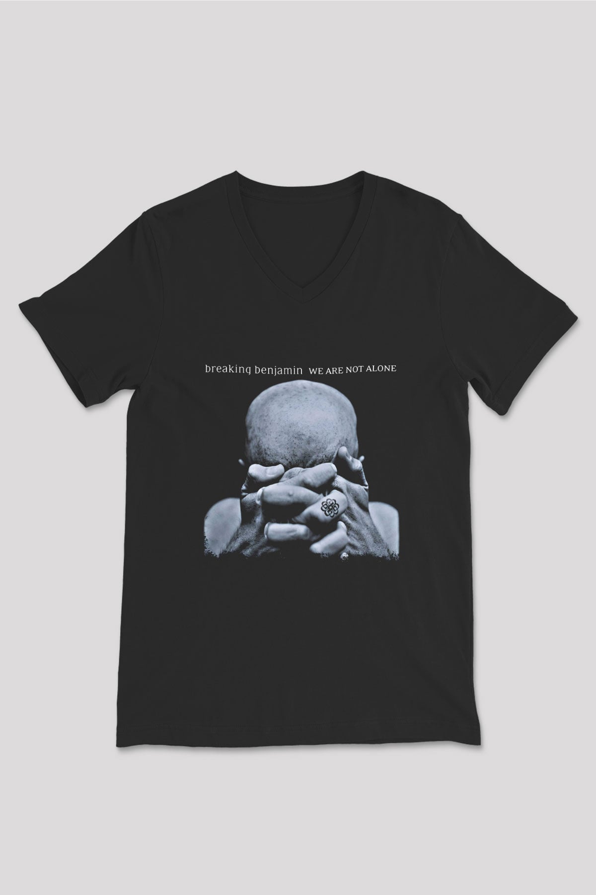 Breaking Benjamin Baskılı Unisex Siyah V Yaka Tişört