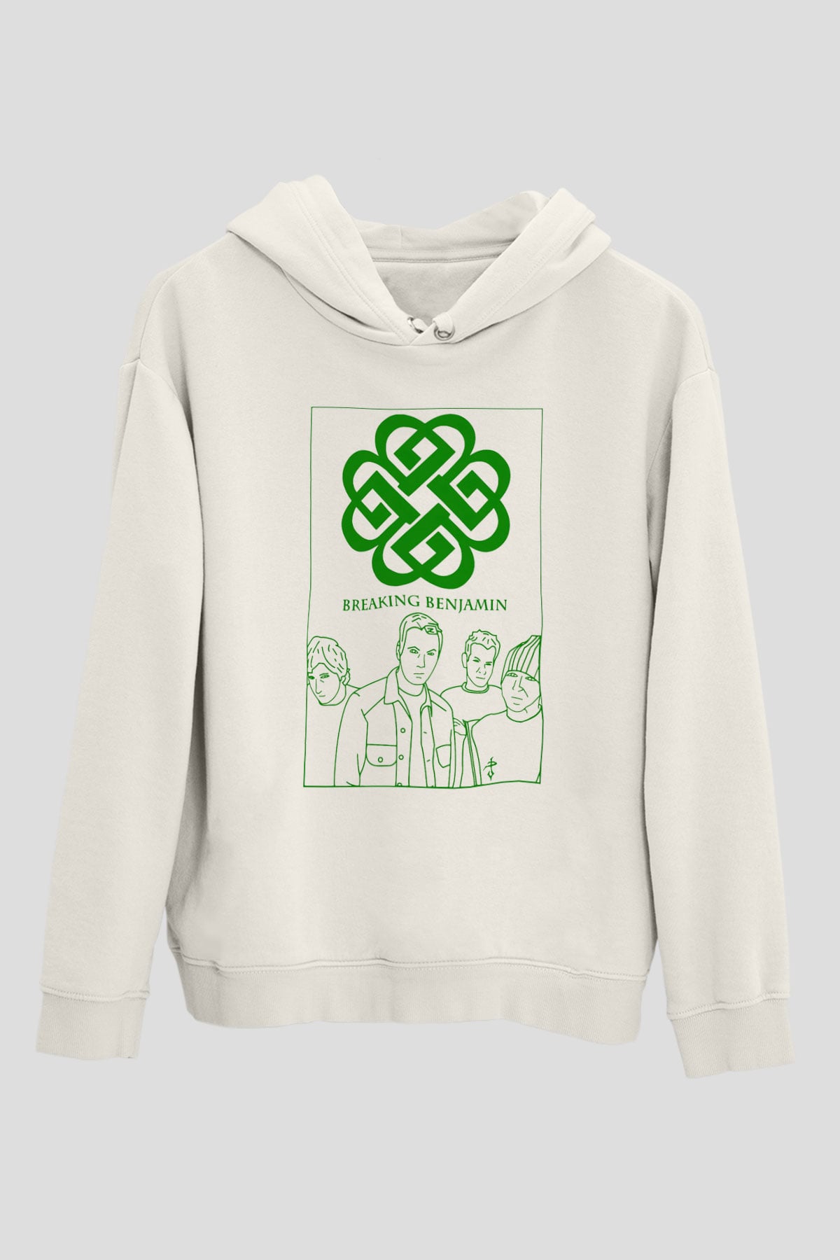 Breaking Benjamin Beyaz Unisex Kapşonlu Sweatshirt