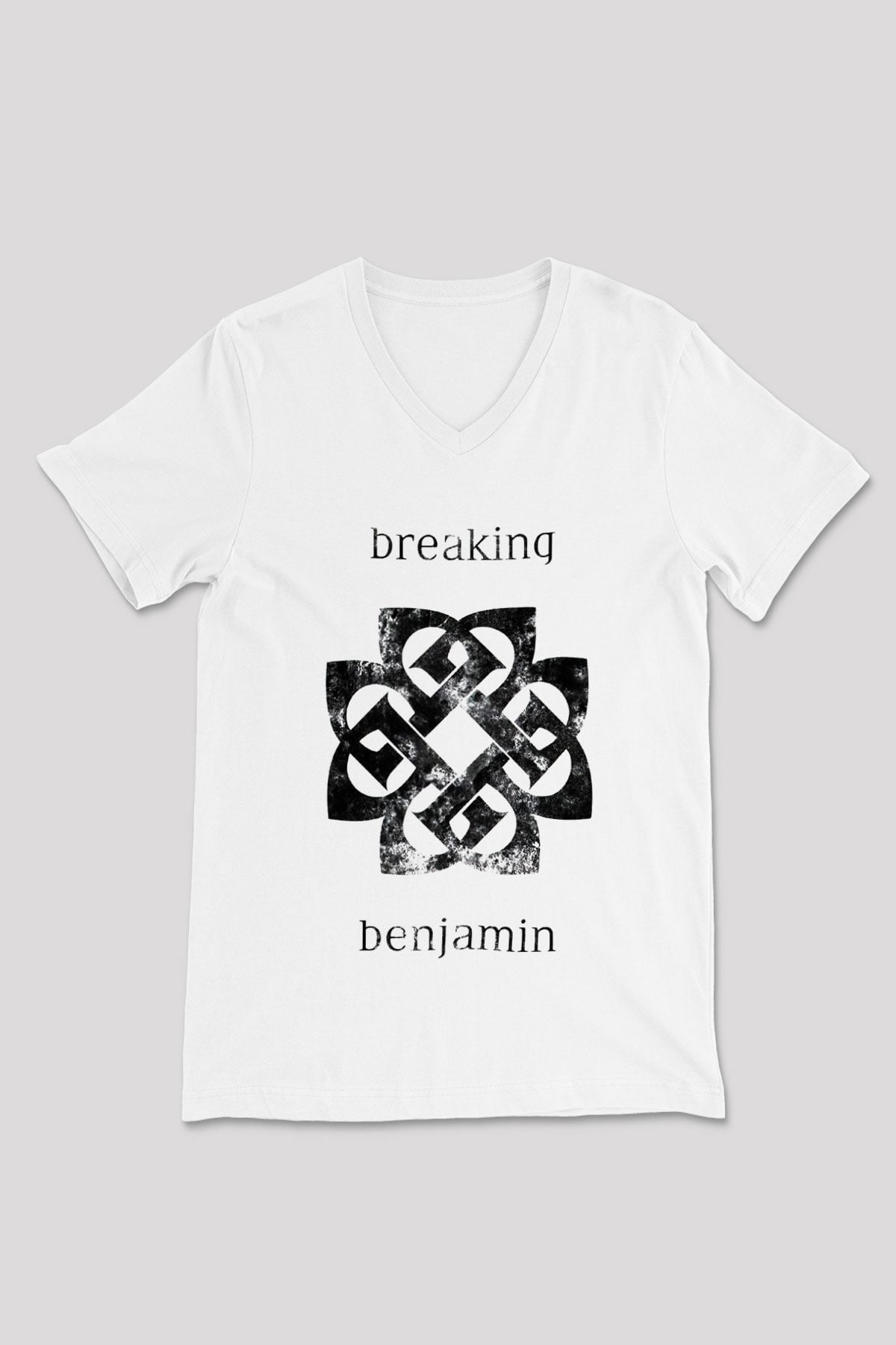 Breaking Benjamin Beyaz Unisex V Yaka Tişört T-Shirt