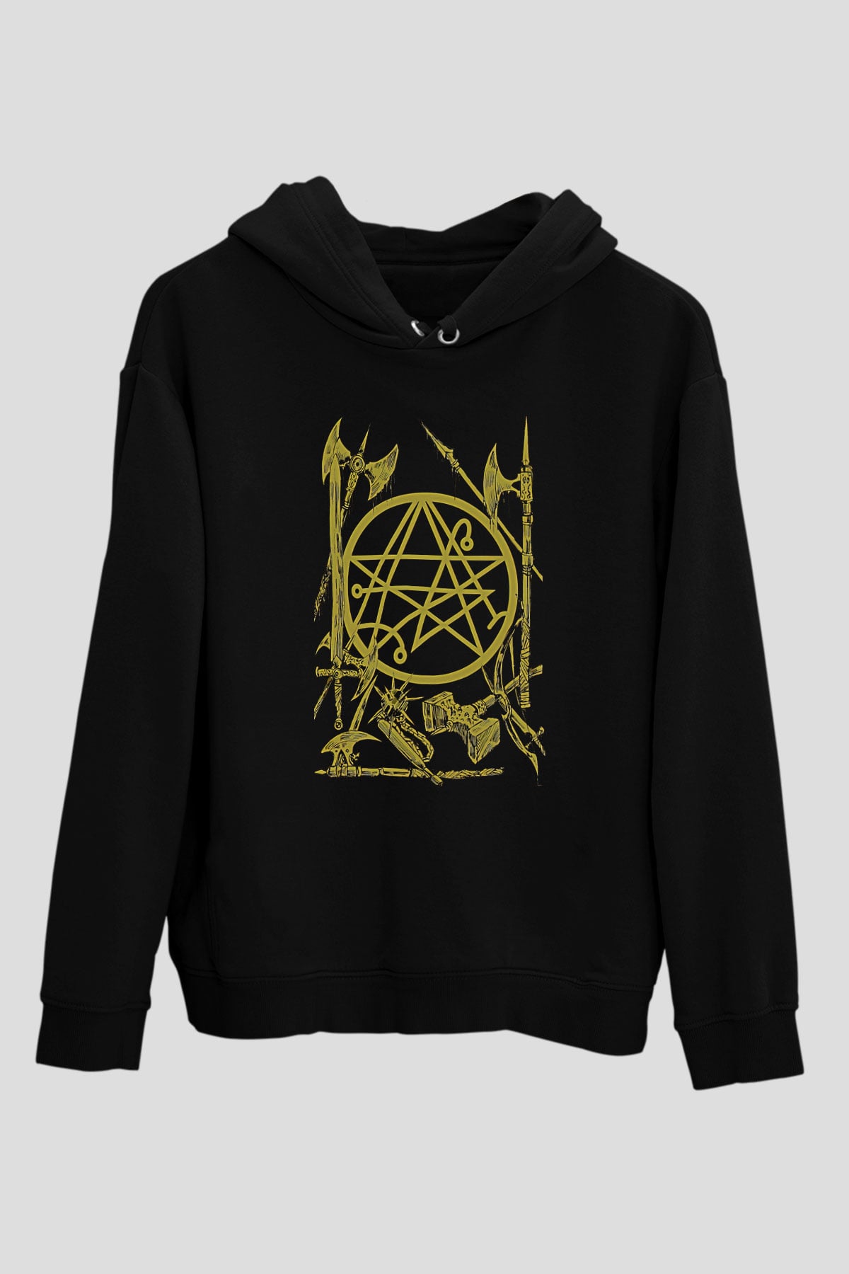 Brenda Marin Wartime Baskılı Unisex Siyah Kapüşonlu Sweatshirt