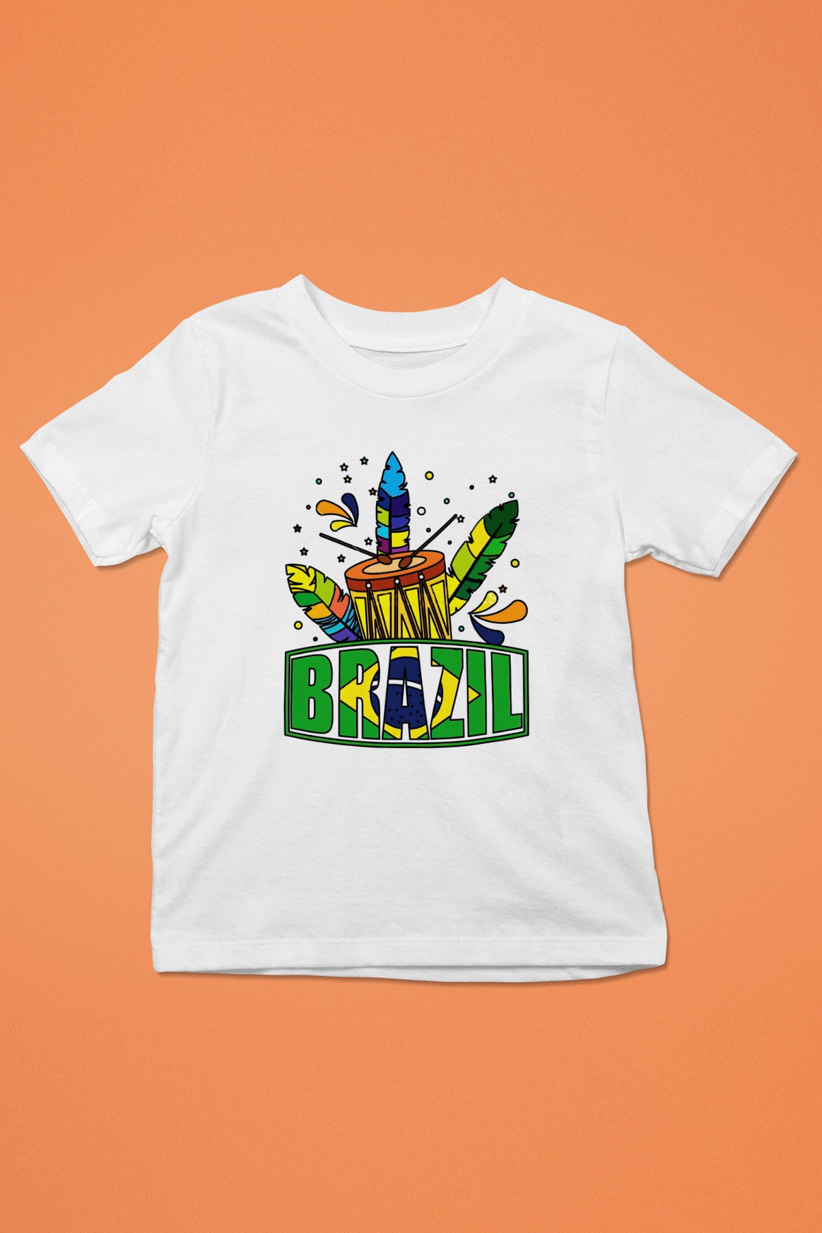 Brezilya Baskılı Beyaz Unisex Çocuk Tişört