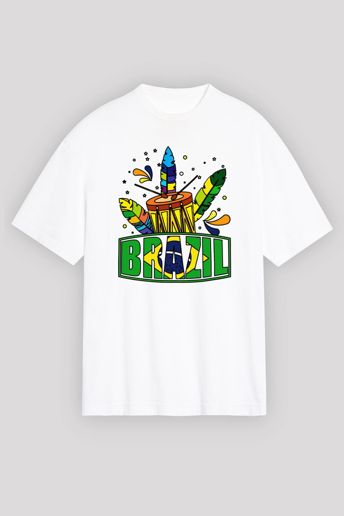 Brezilya Beyaz Unisex Oversize Tişört T-Shirt