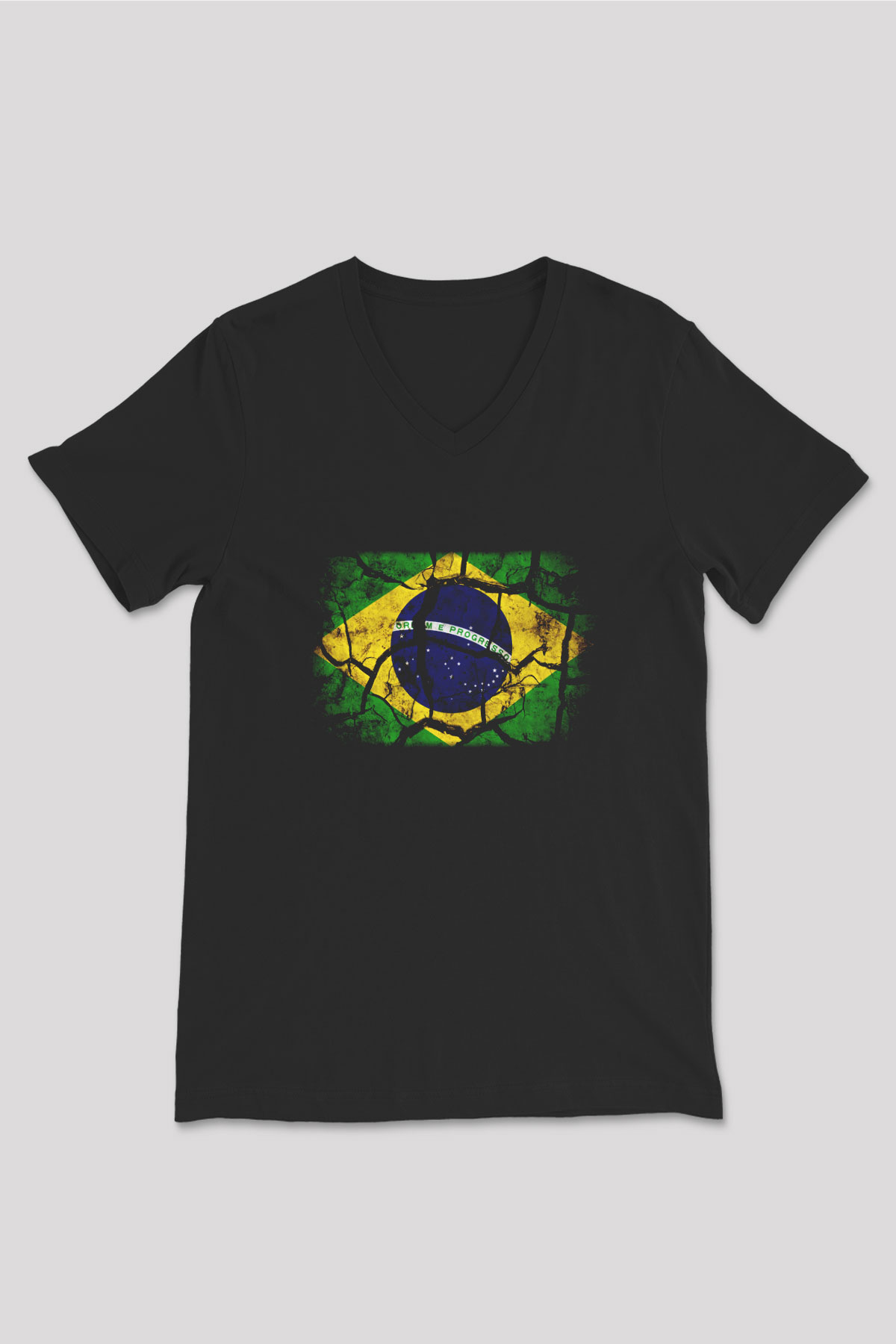 Brezilya Siyah Unisex V Yaka Tişört T-Shirt