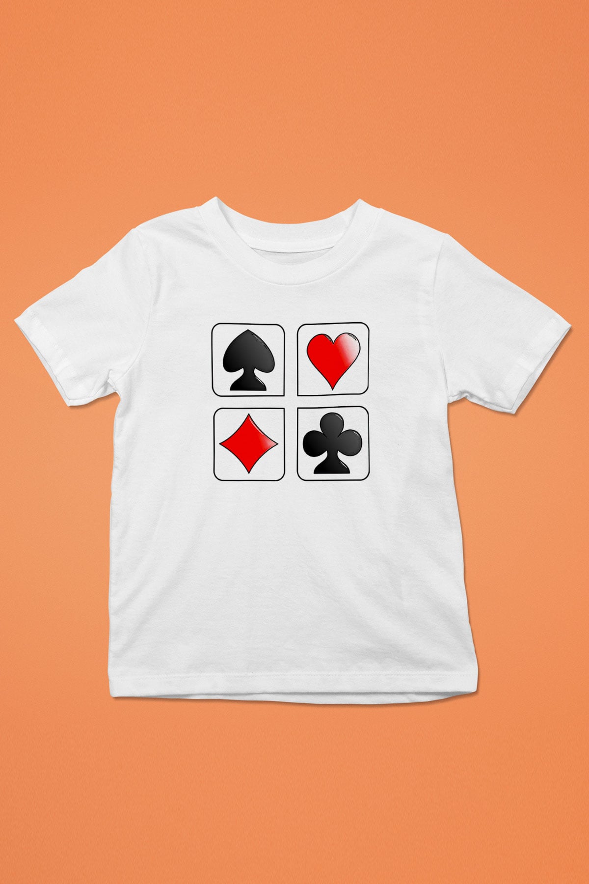 Briç Baskılı Unisex Beyaz Çocuk Tişört - Tshirt