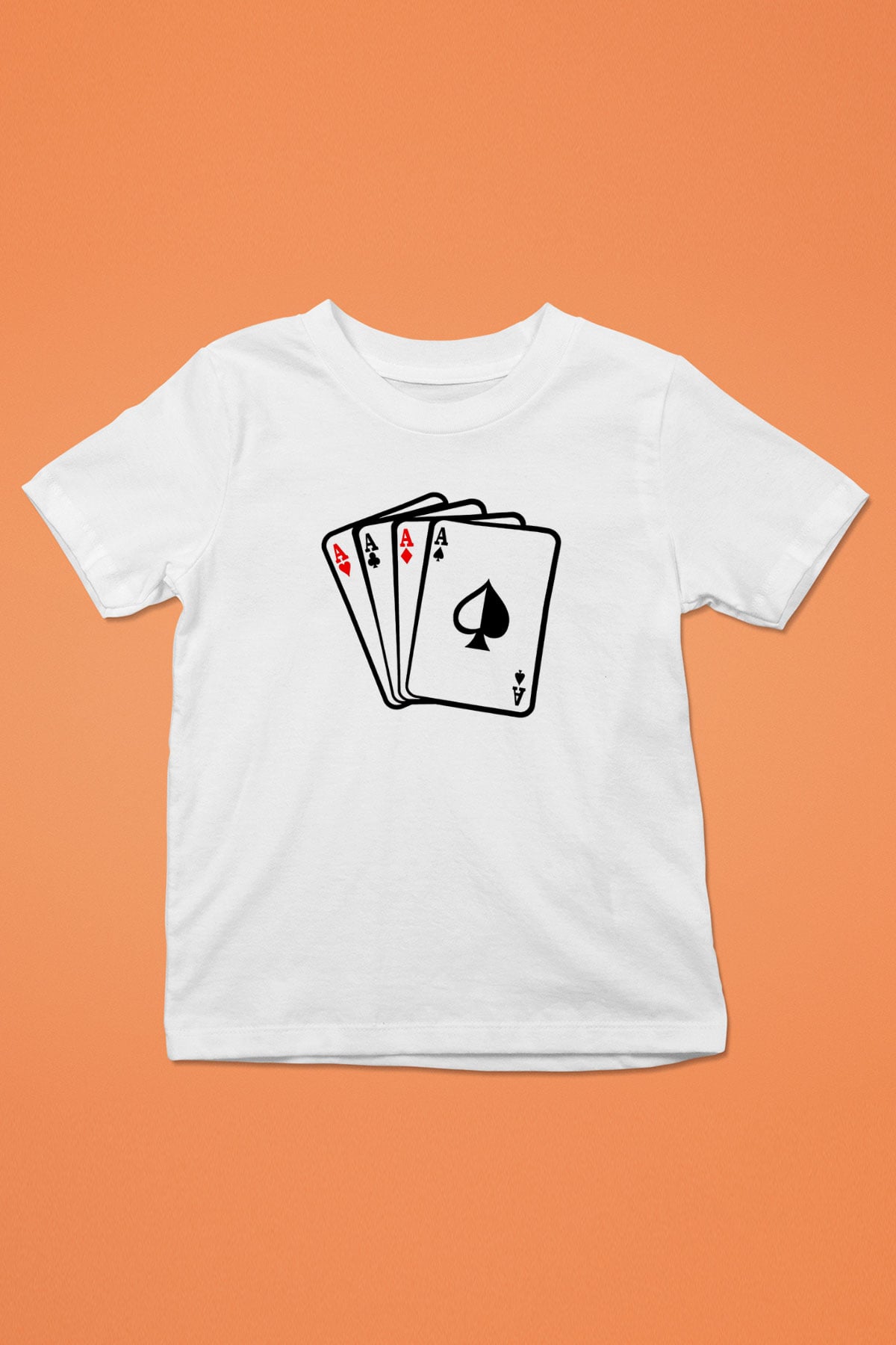 Briç Baskılı Unisex Beyaz Çocuk Tişört - Tshirt