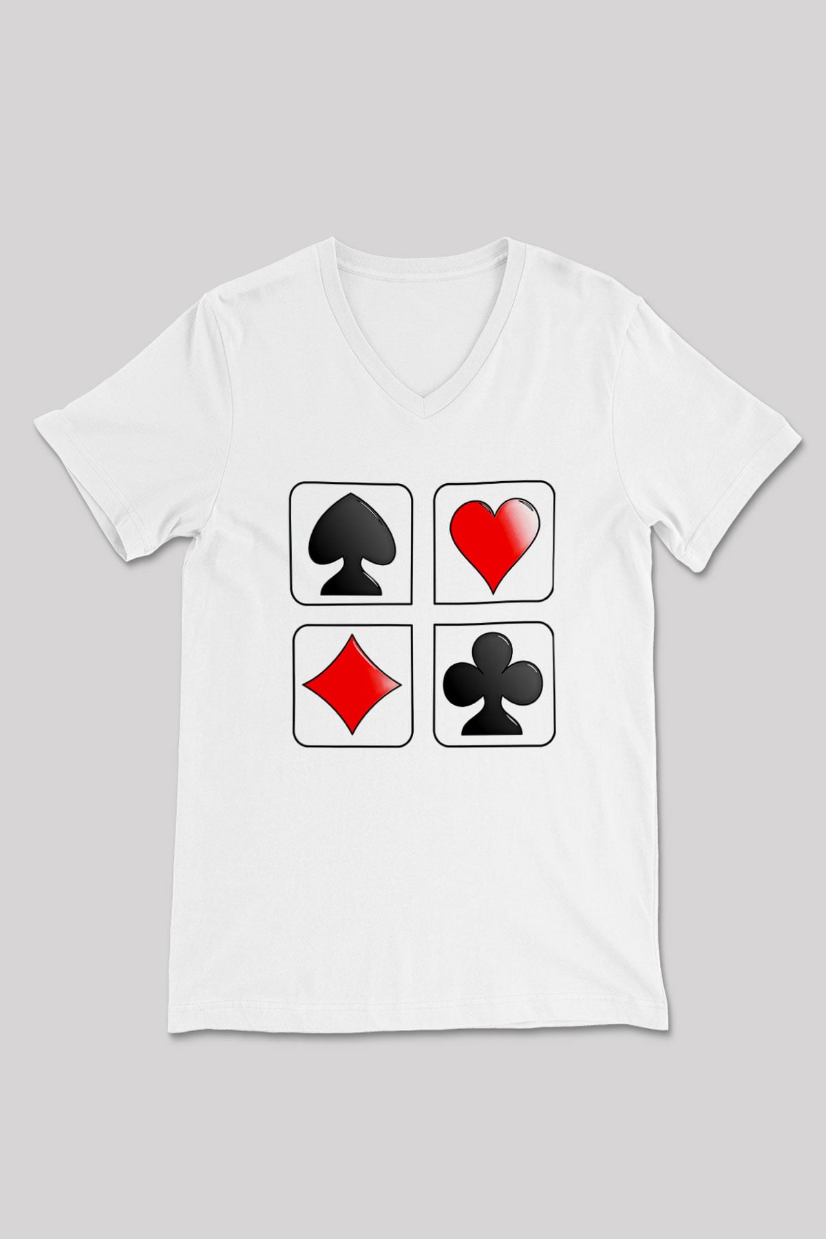 Briç Baskılı Unisex V Yaka Tişört - Tshirt
